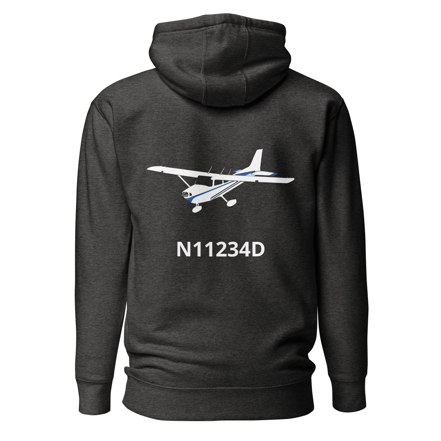 CESSNA 172 white - blue Back Print with front embroidery CUSTOM N Number Unisex Hoodie