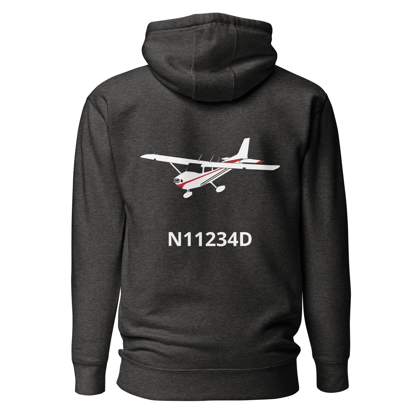 CESSNA 172 white - red Back Print with front embroidery CUSTOM N Number Unisex Hoodie