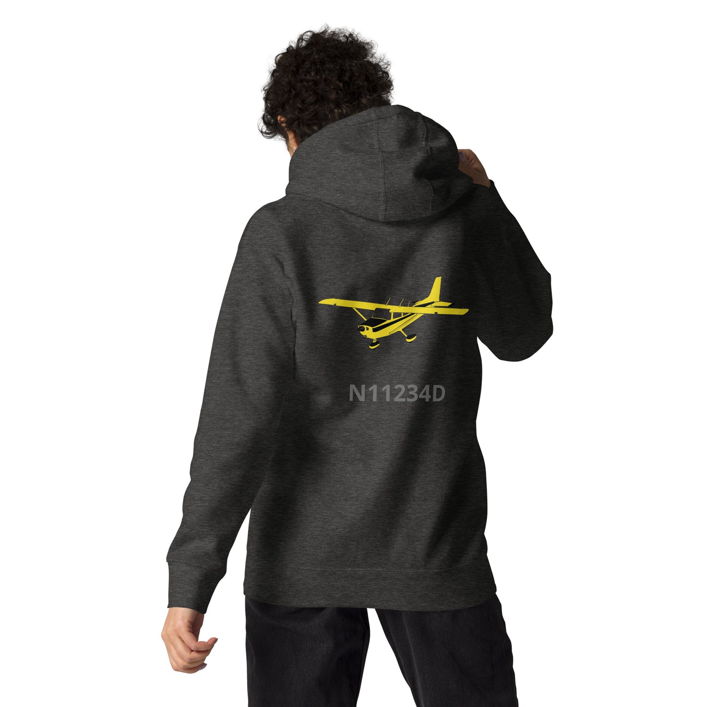 CESSNA 172 retro yellow Back Print with front embroidery CUSTOM N Number Unisex Hoodie