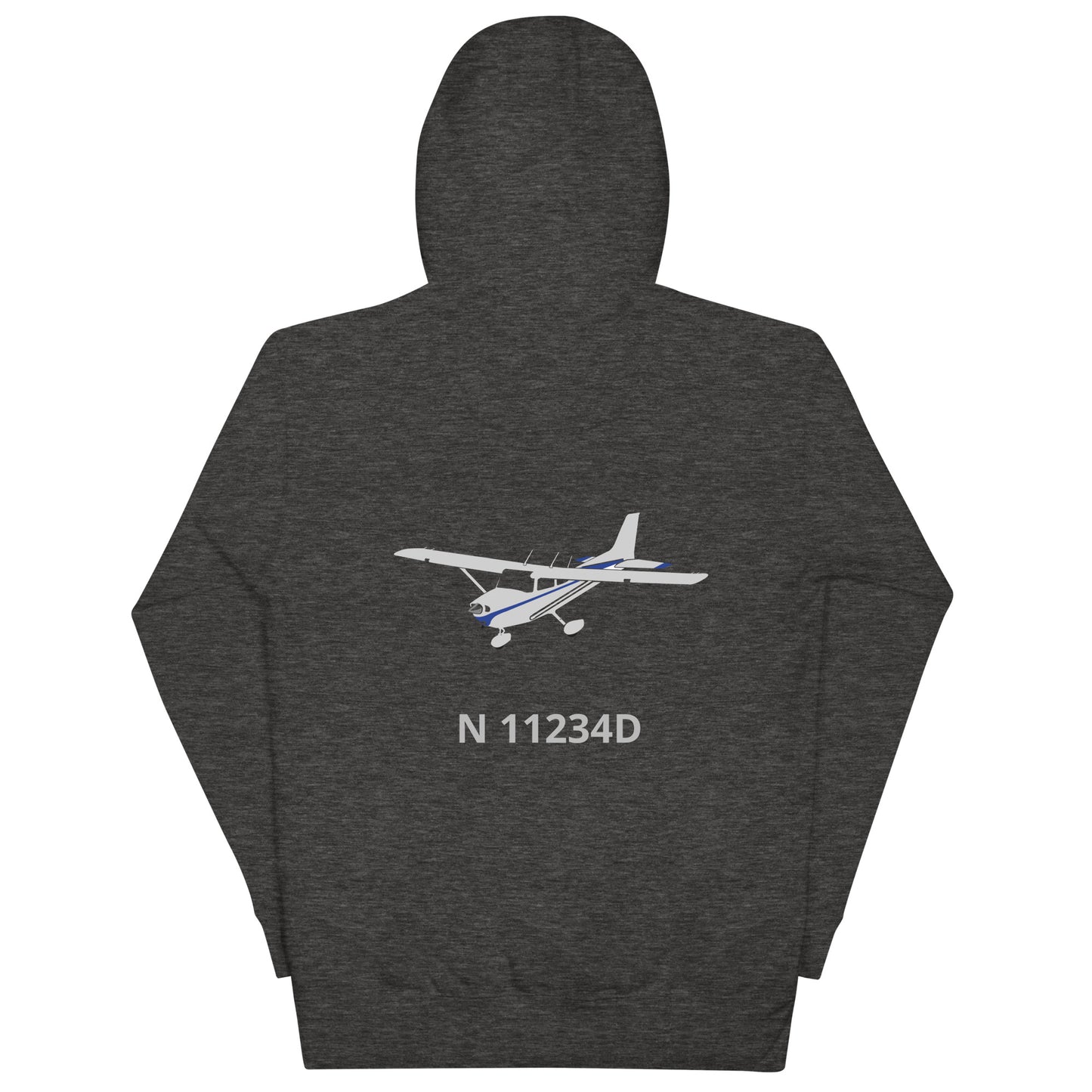 CESSNA 172 polished grey - blue Back Print with front embroidery CUSTOM N Number Unisex Hoodie.