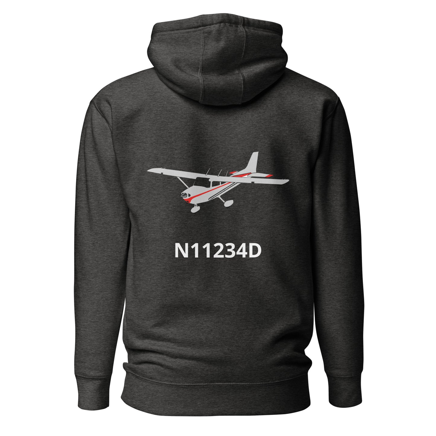 CESSNA 172 polished grey - red Back Print with front embroidery CUSTOM N Number Unisex Hoodie.