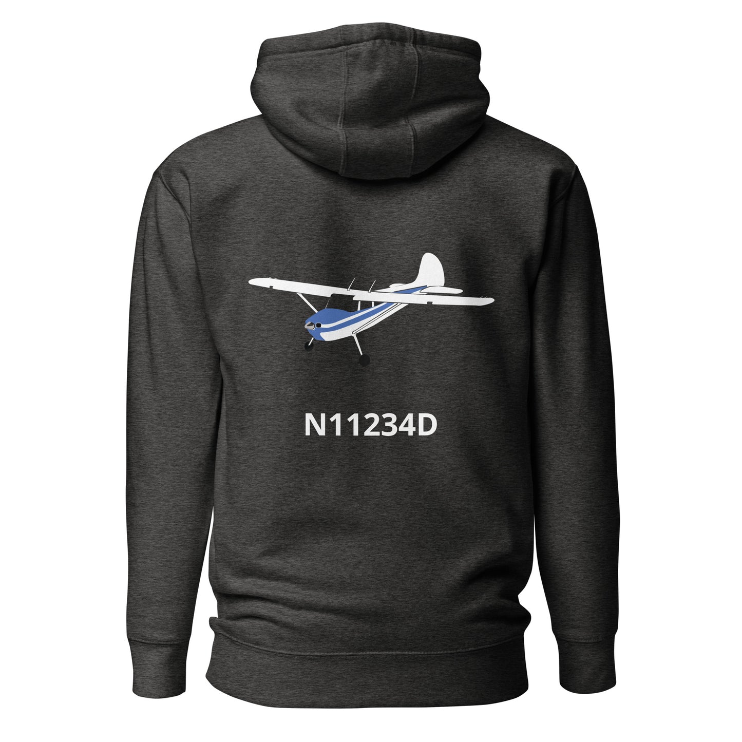 CESSNA 170 white-blue Back Print with front embroidery CUSTOM N Number Unisex Hoodie.