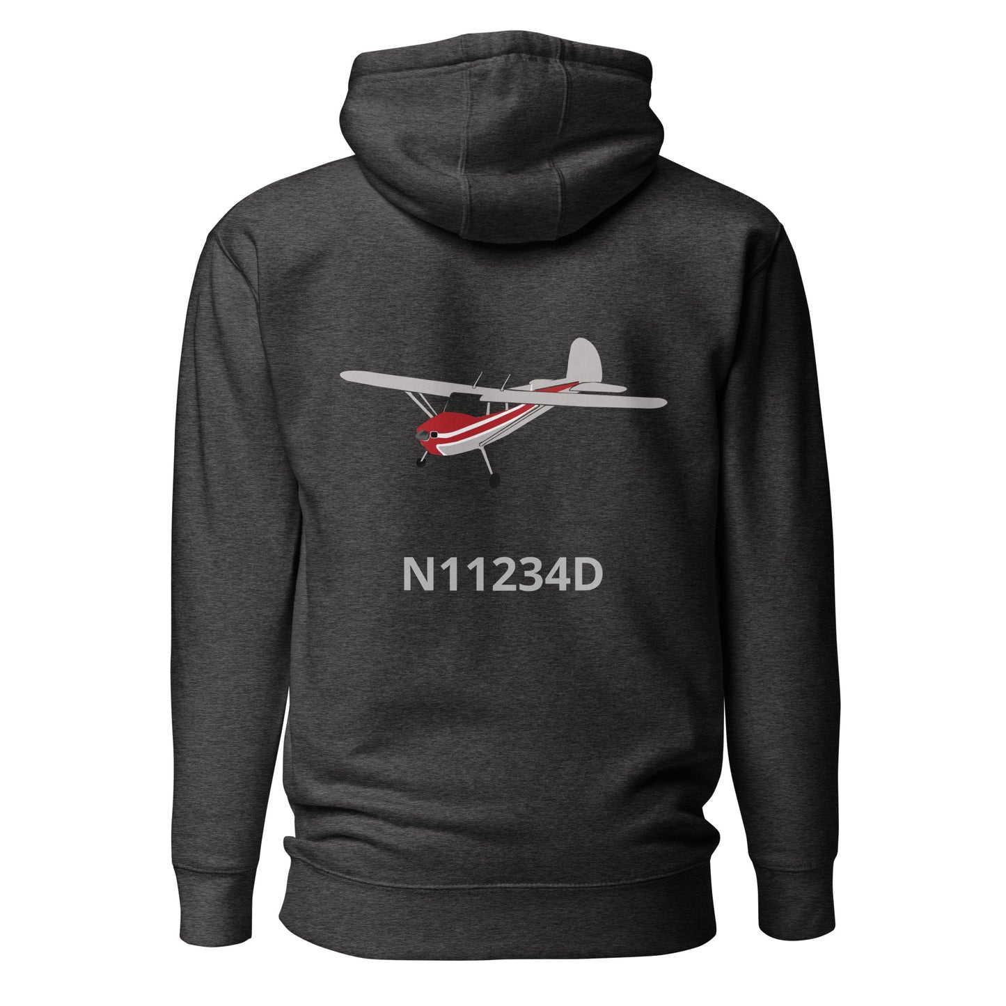 CESSNA 140 polished grey-red Back Print with front embroidery CUSTOM N Number Unisex Hoodie