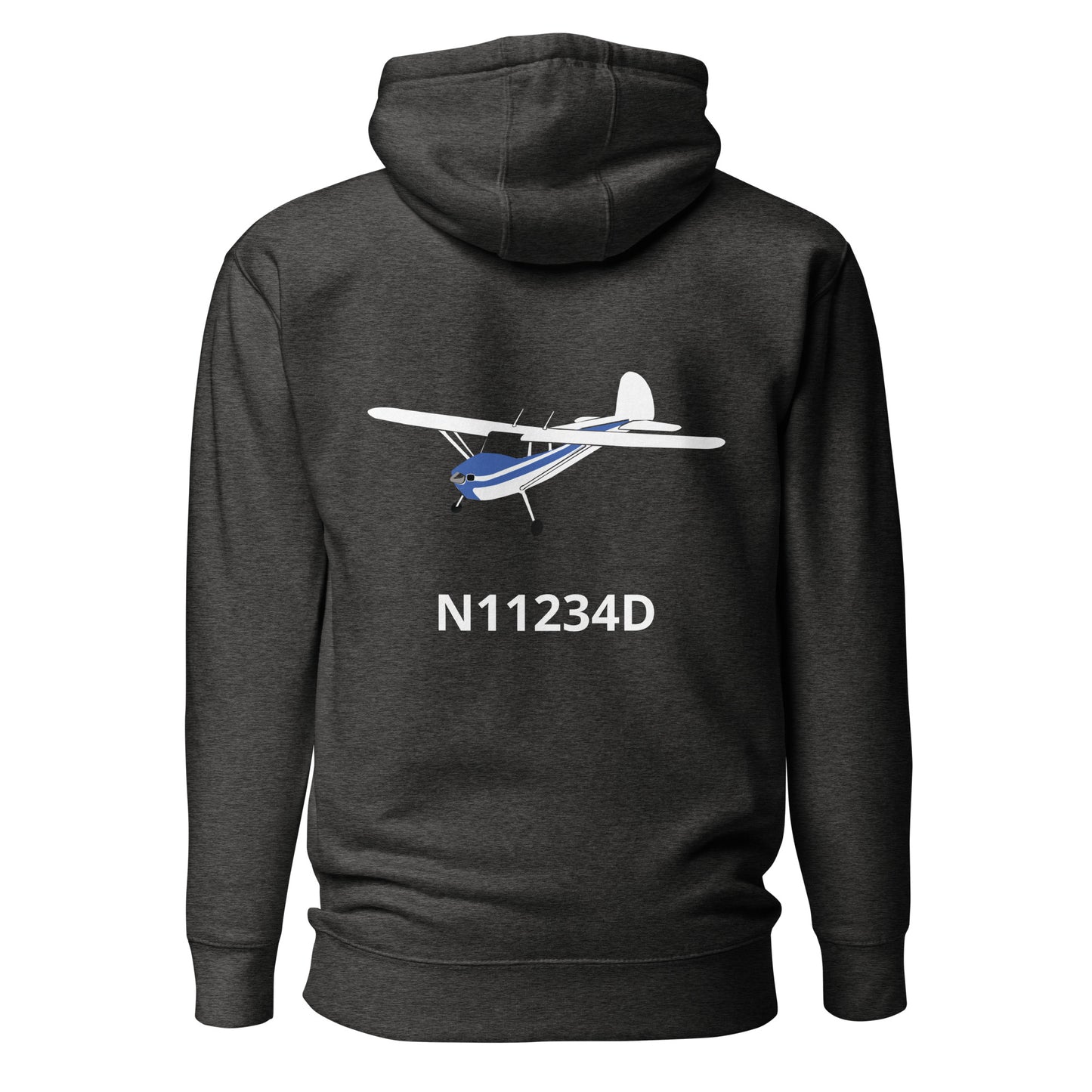 CESSNA 140 White - blue  Back Print with front embroidery CUSTOM N Number Unisex Hoodie