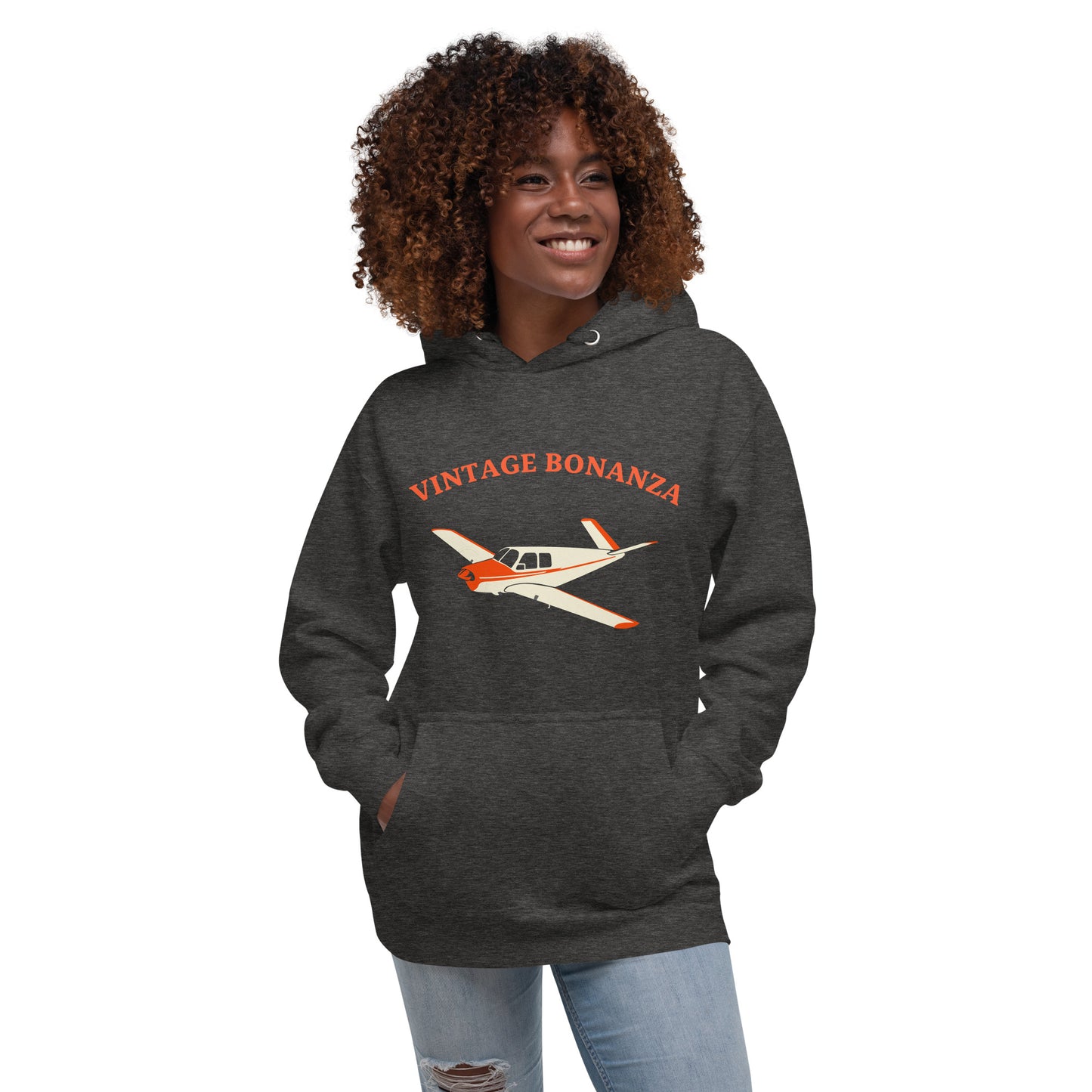 V-TAIL BONANZA Vintage red aircraft - cozy Unisex Hoodie