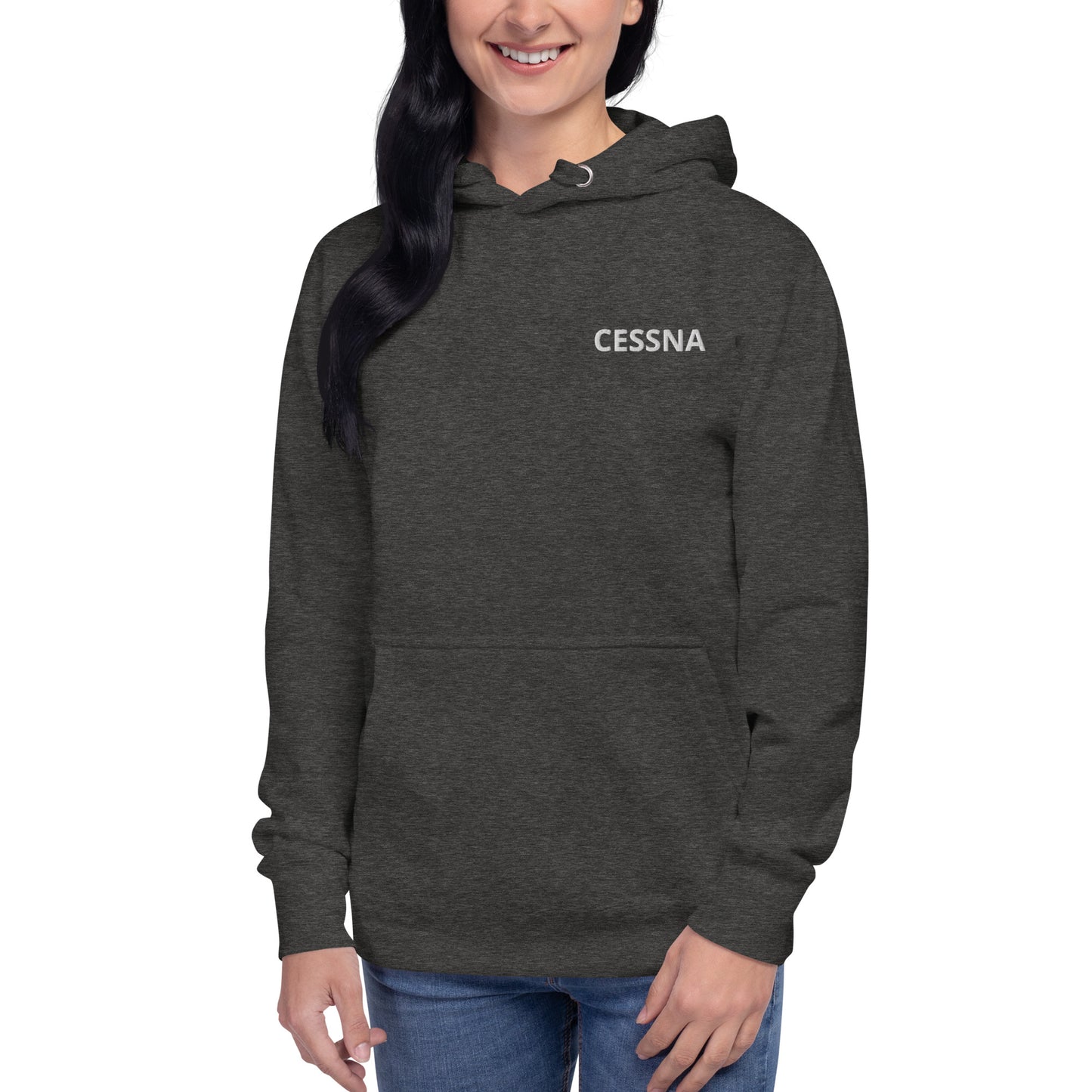 CESSNA 140 white-red Back Print with front embroidery CUSTOM N Number Unisex Hoodie