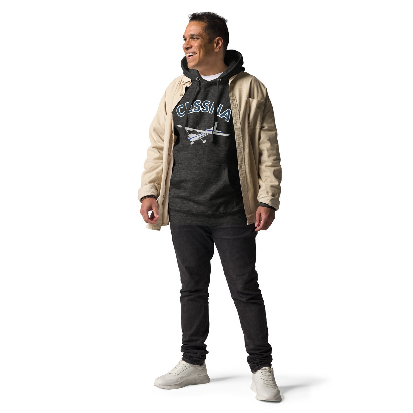 CESSNA 172 polished grey - blue  printed cozy fleece aviation Unisex Hoodie.