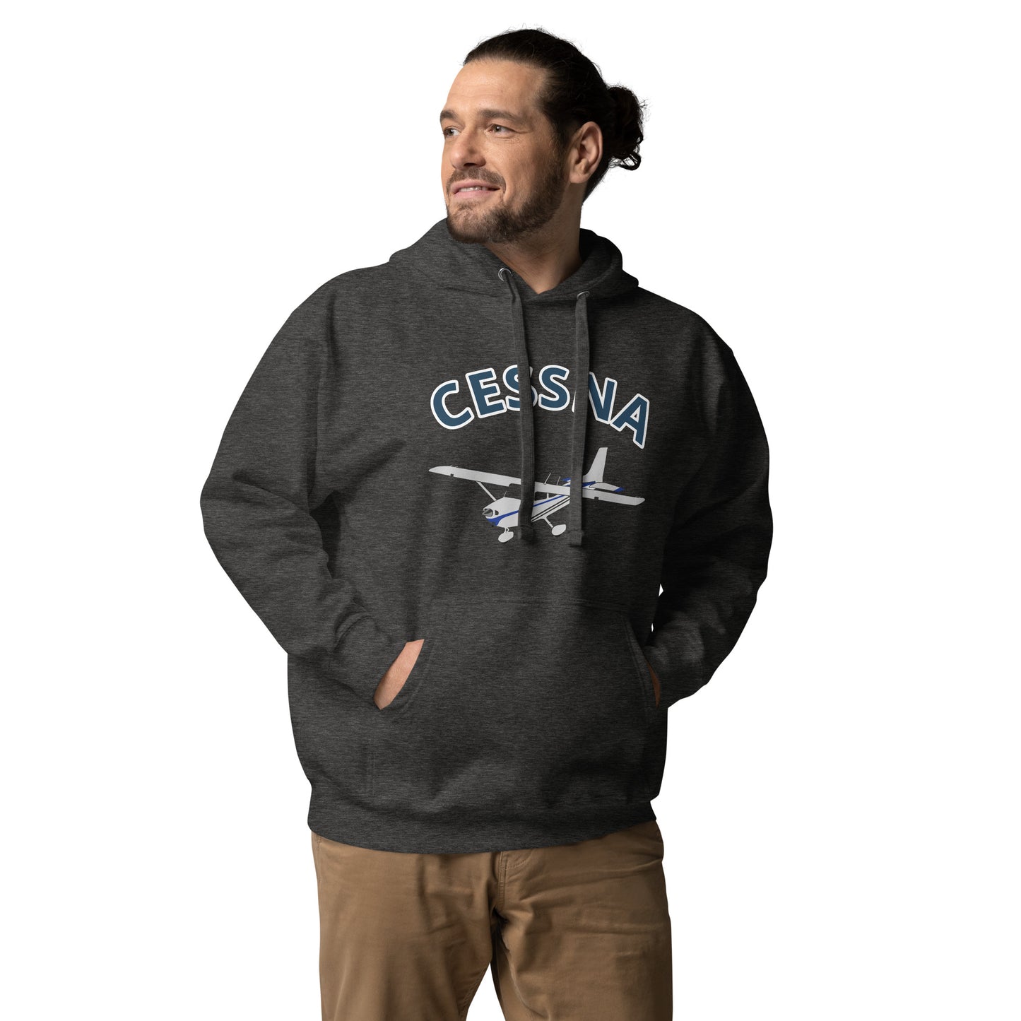 CESSNA 172 polished grey - blue  printed cozy fleece aviation Unisex Hoodie.