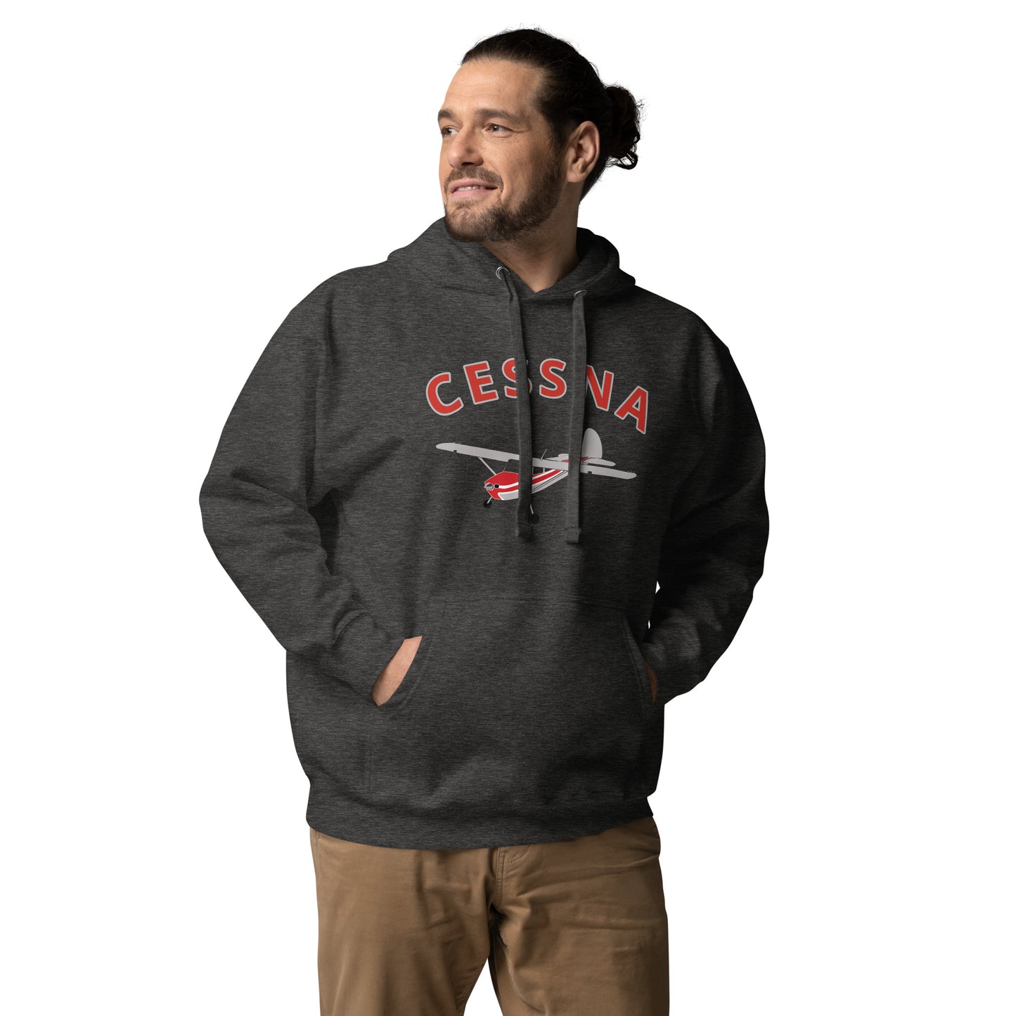 CESSNA 170 polished grey - red airplane cozy unisex Hoodie