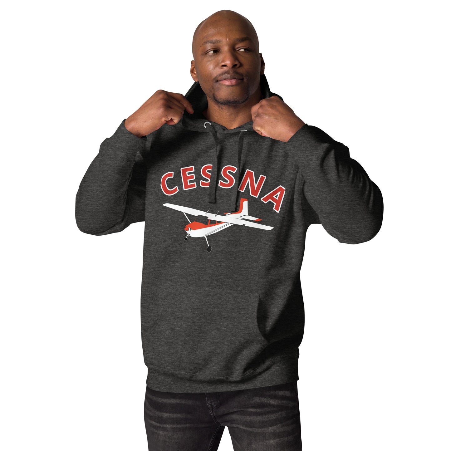 CESSNA 180 Skywagon White-Red aircraft graphic - cozy Unisex Hoodie. Classic fit for men and women