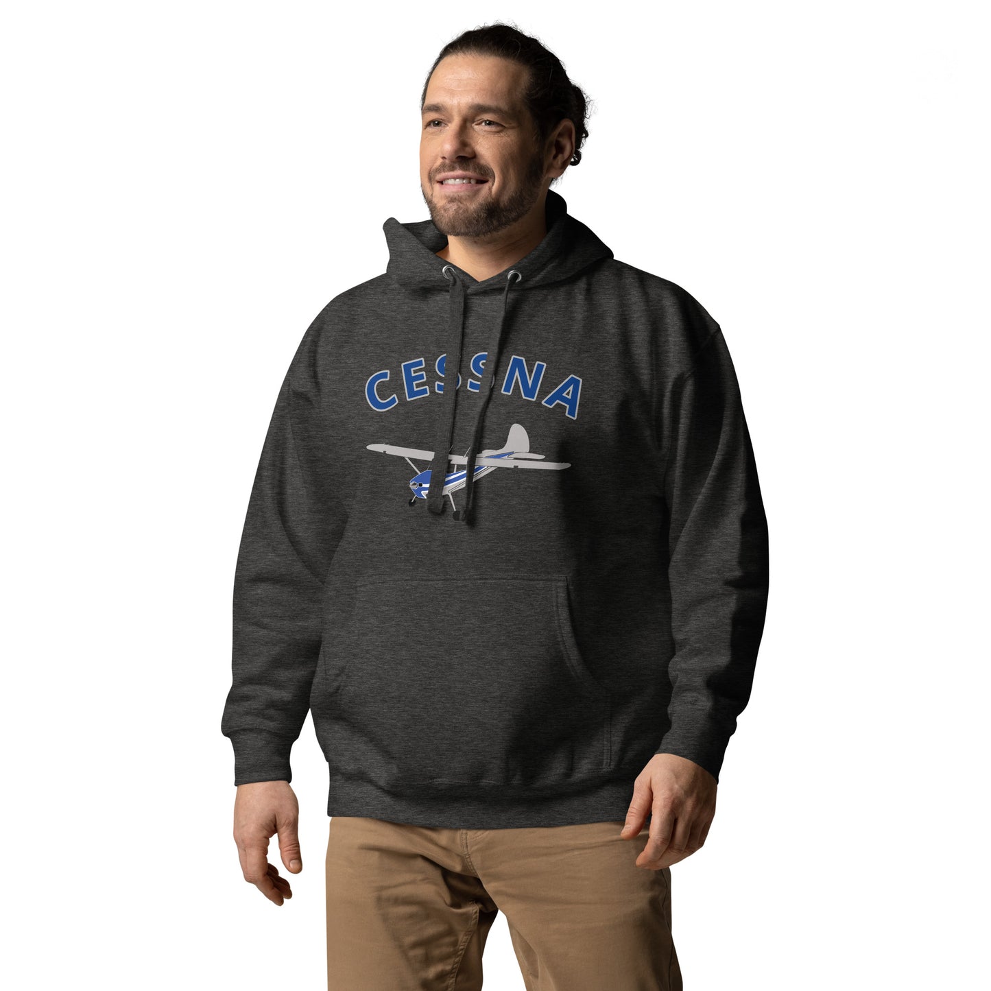 CESSNA 170 polished grey - blue airplane cozy unisex Hoodie