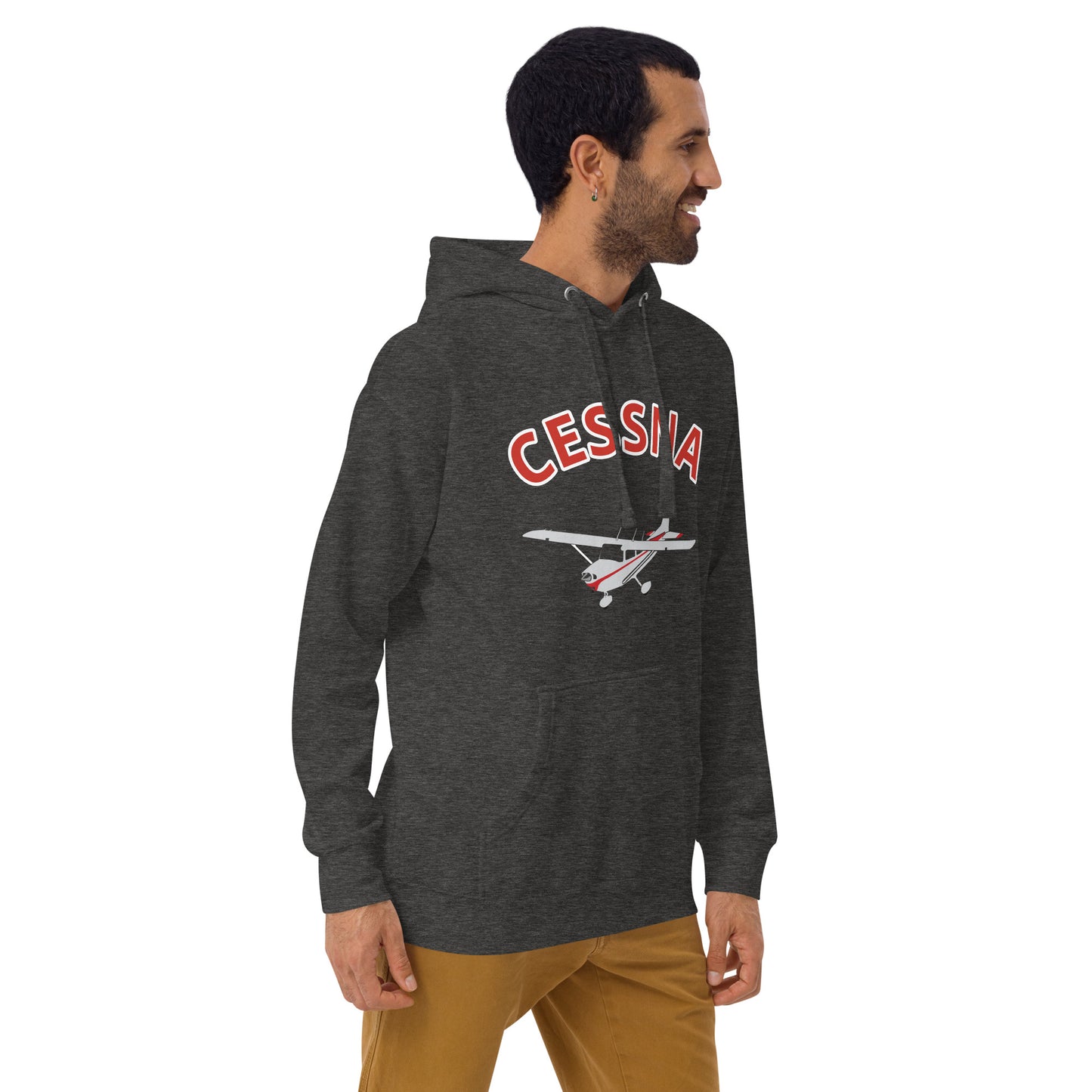 CESSNA 172 polished grey - red printed cozy fleece aviation Unisex Hoodie