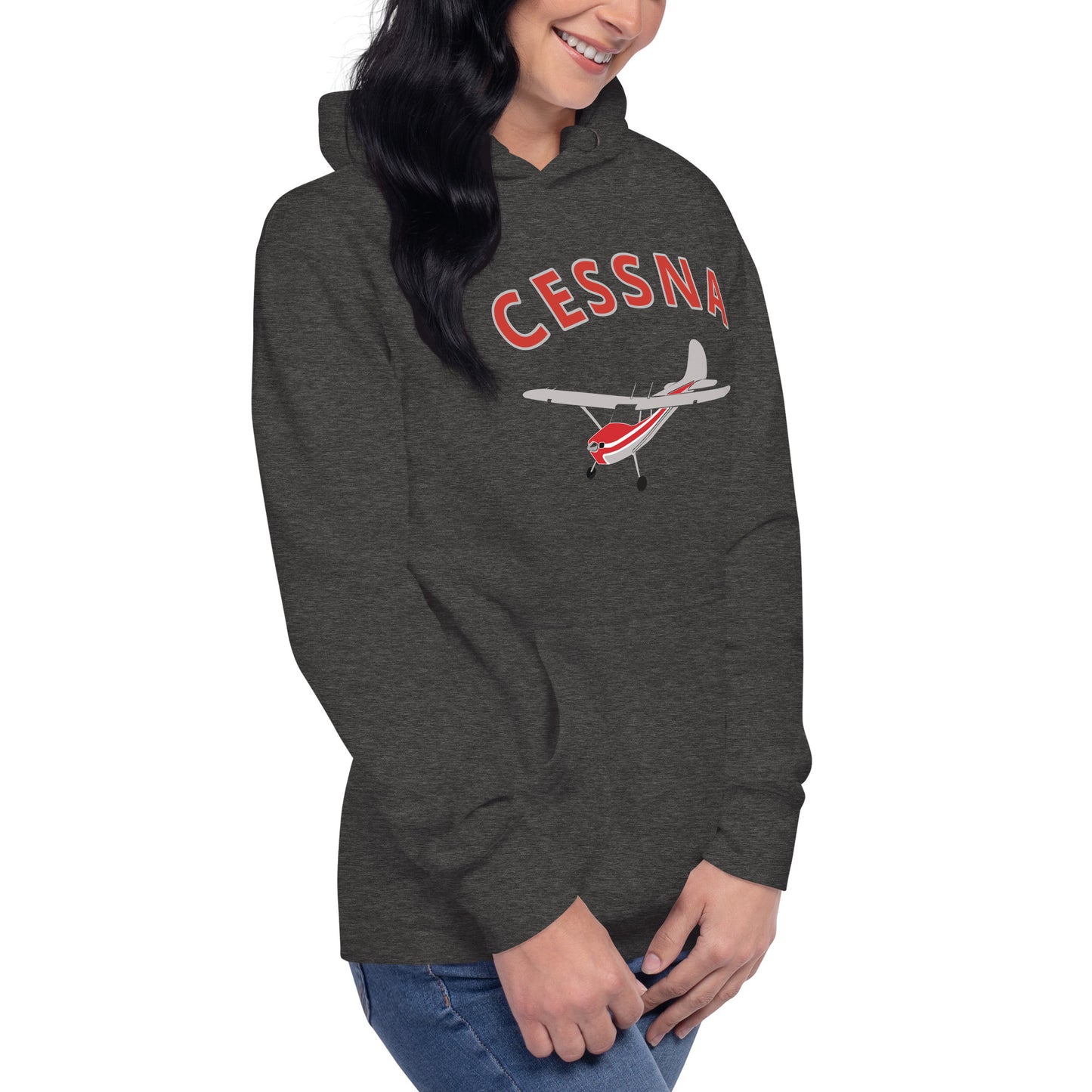 CESSNA 170 polished grey - red airplane cozy unisex Hoodie