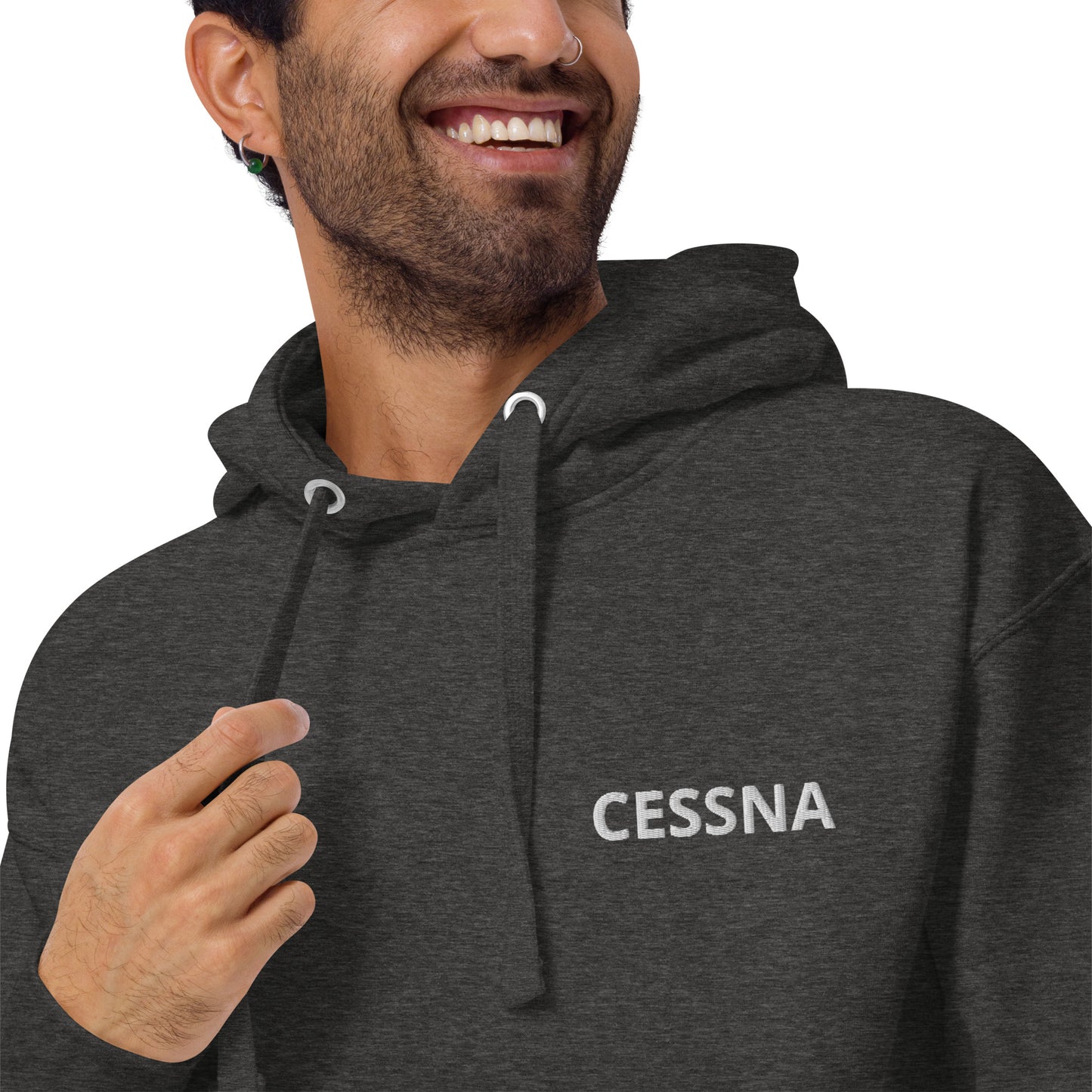 CESSNA 172 polished grey - blue Back Print with front embroidery CUSTOM N Number Unisex Hoodie.