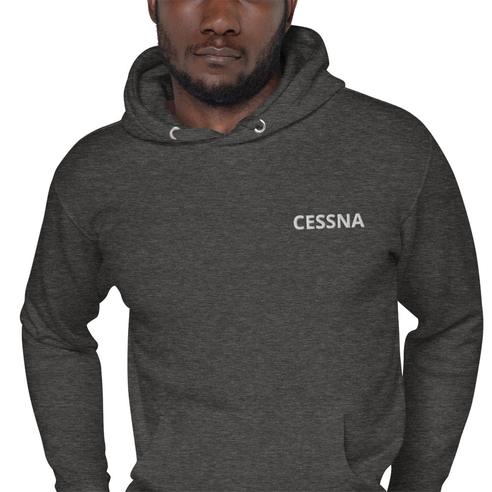 CESSNA 170 polished grey - red Back Print with front embroidery CUSTOM N Number Unisex  Hoodie.