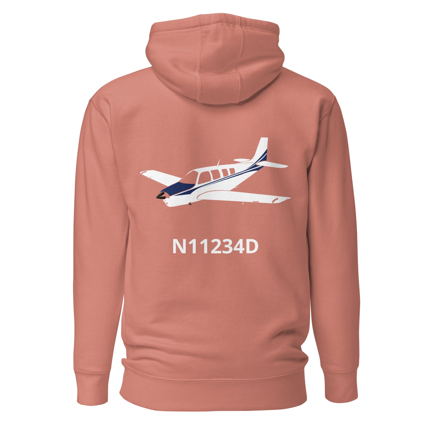 BONANZA A36 White - Blue CUSTOM N NUMBER Printed Cozy Unisex Aviation Hoodie