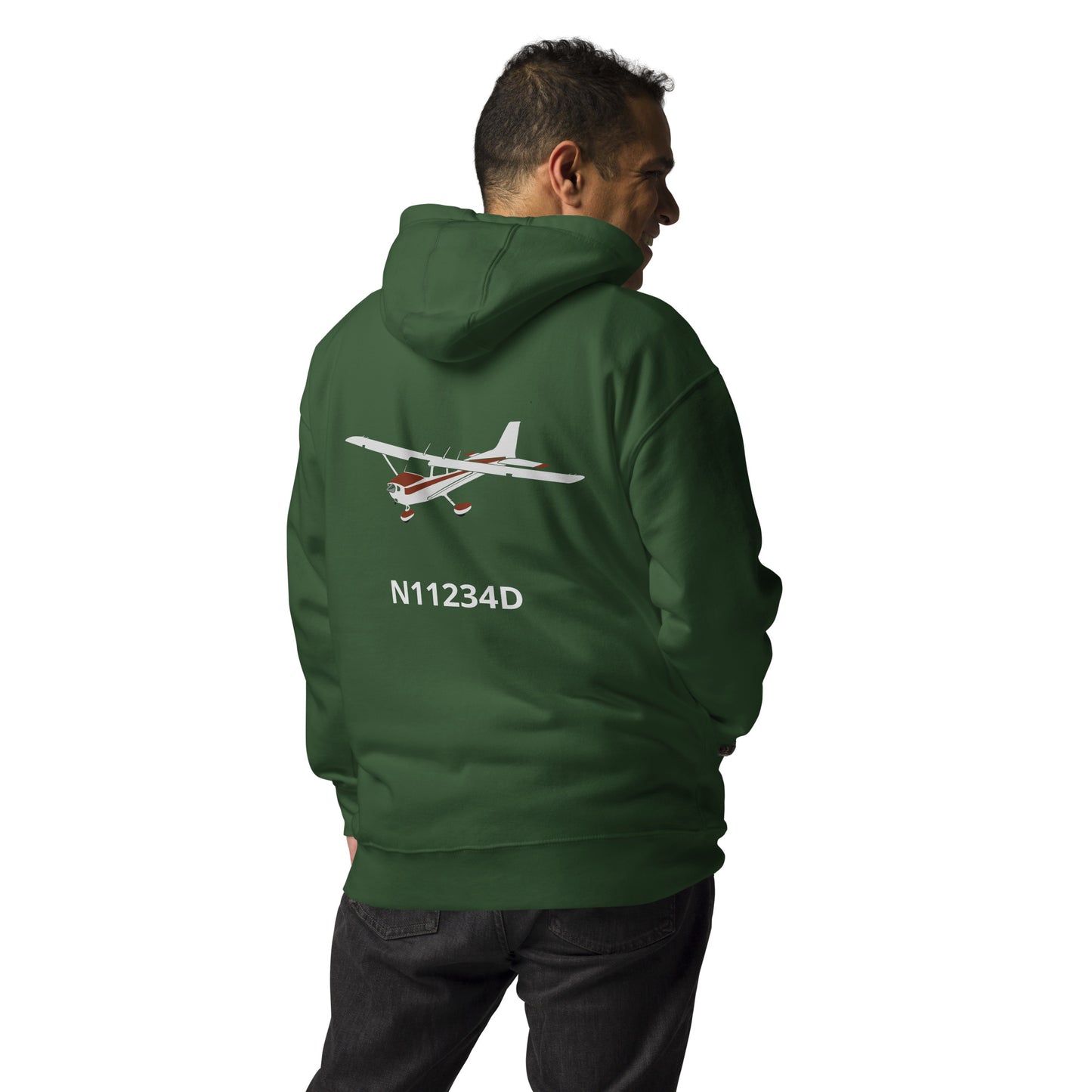 CESSNA 172 retro maroon Back Print with front embroidery CUSTOM N Number Unisex Hoodie