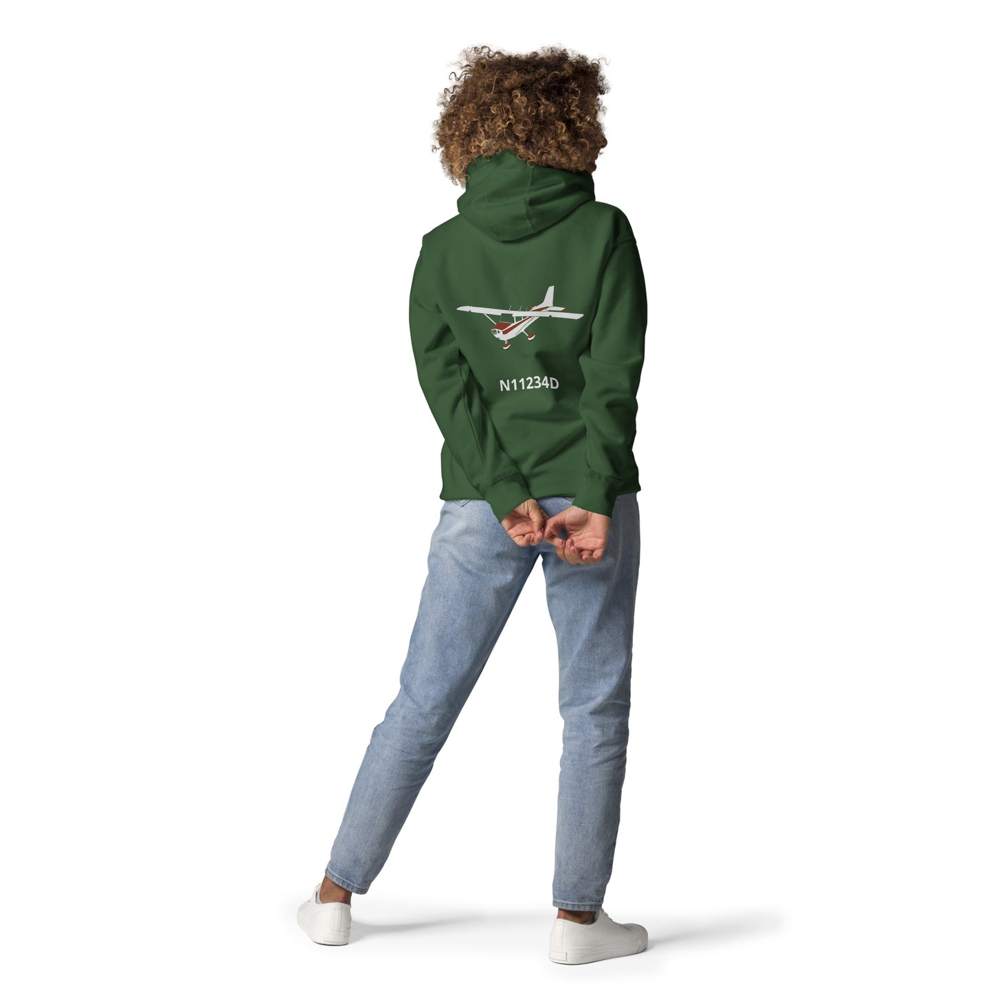 CESSNA 172 retro maroon Back Print with front embroidery CUSTOM N Number Unisex Hoodie