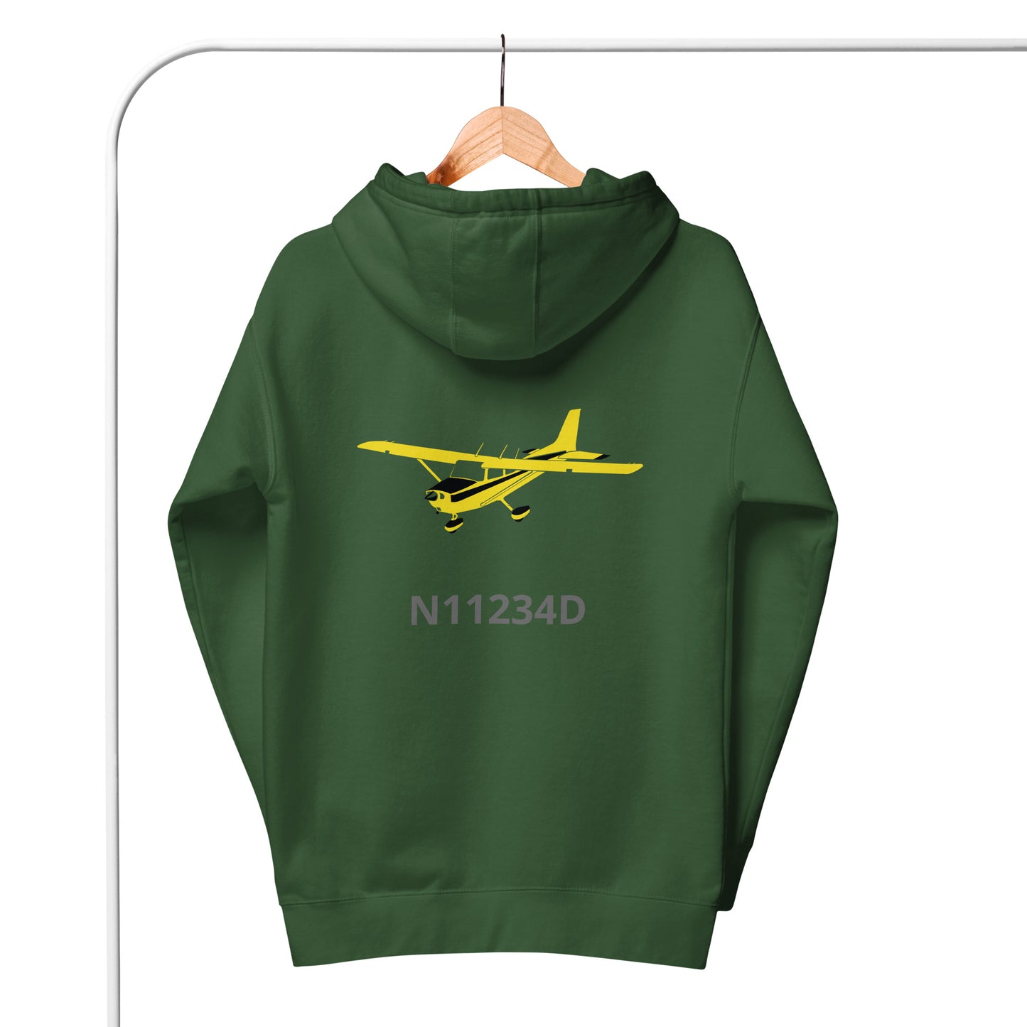 CESSNA 172 retro yellow Back Print with front embroidery CUSTOM N Number Unisex Hoodie