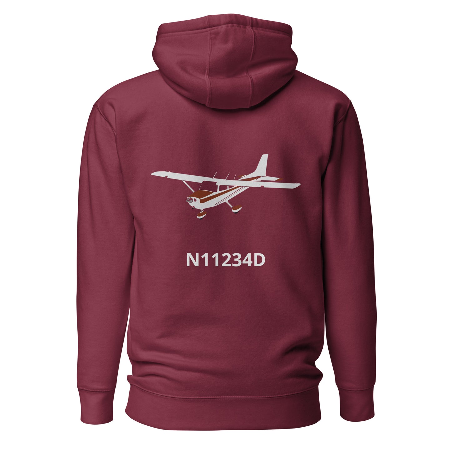 CESSNA 172 retro maroon Back Print with front embroidery CUSTOM N Number Unisex Hoodie