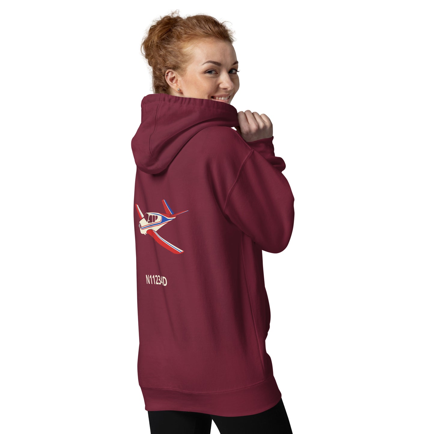 V-TAIL BONANZA Tri color 2 Back Print with front embroidery CUSTOM N Number Unisex Hoodie