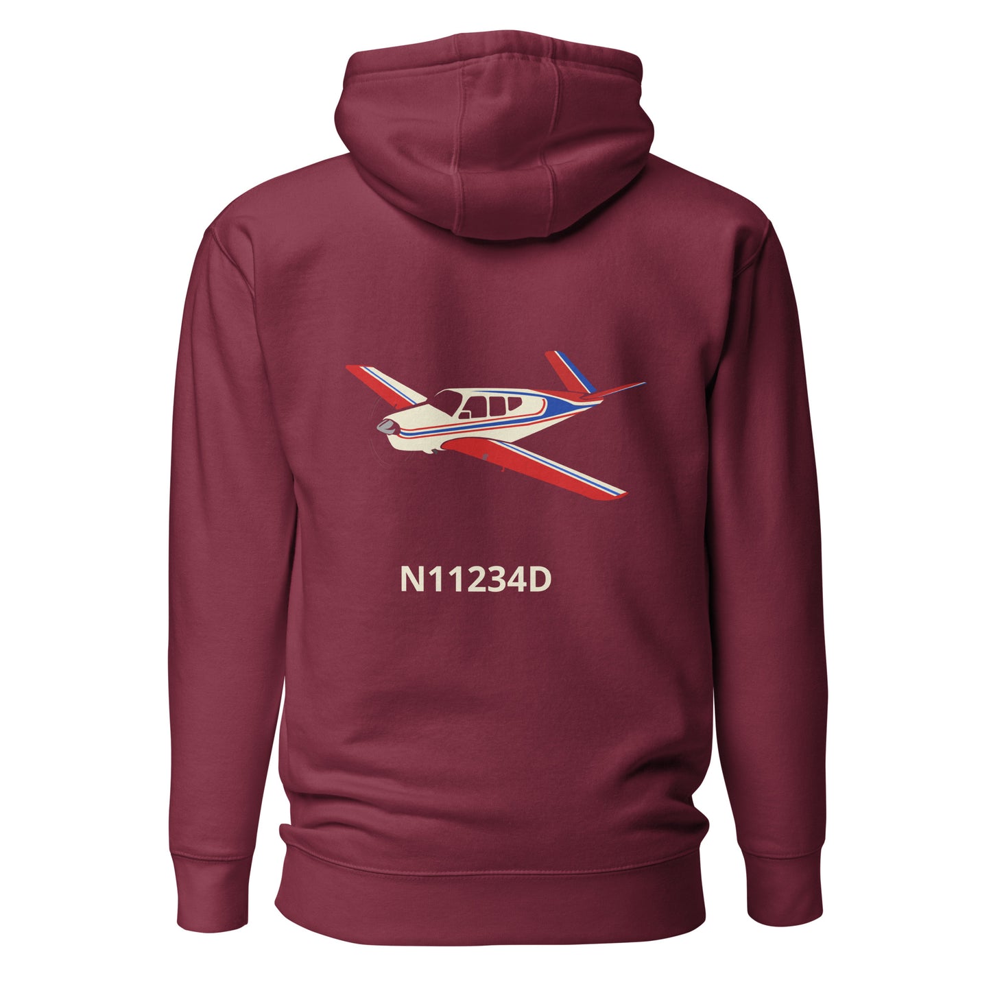 V-TAIL BONANZA Tri color 2 Back Print with front embroidery CUSTOM N Number Unisex Hoodie