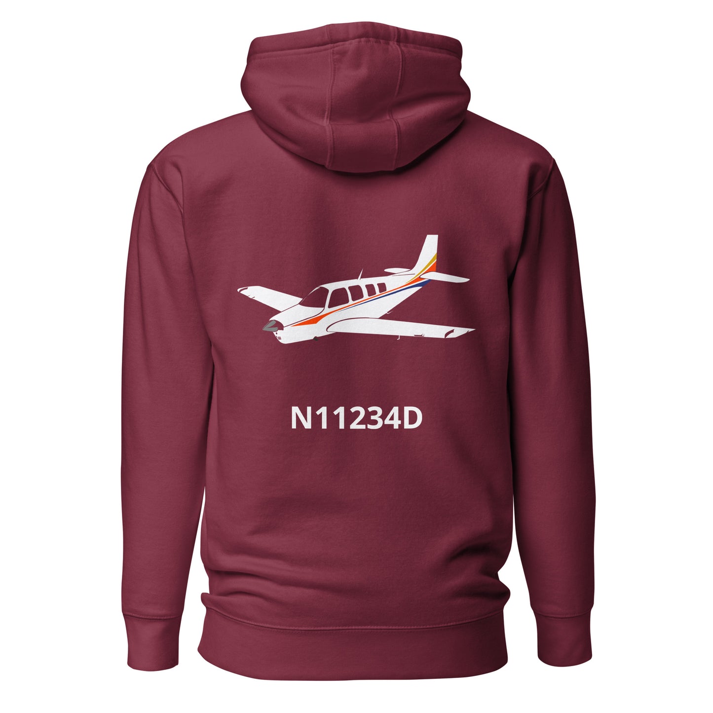 BONANZA A36 Back Print with front embroidery CUSTOM N Number Unisex Hoodie