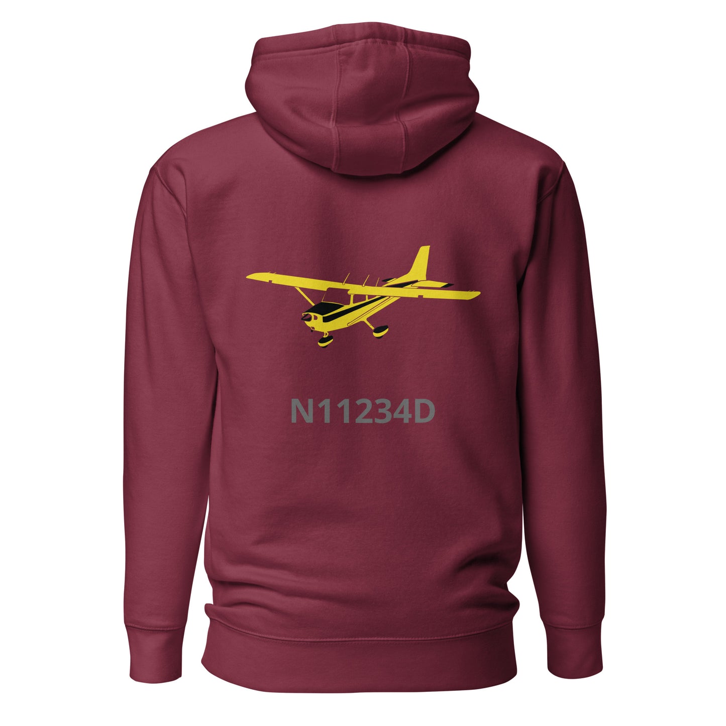 CESSNA 172 retro yellow Back Print with front embroidery CUSTOM N Number Unisex Hoodie