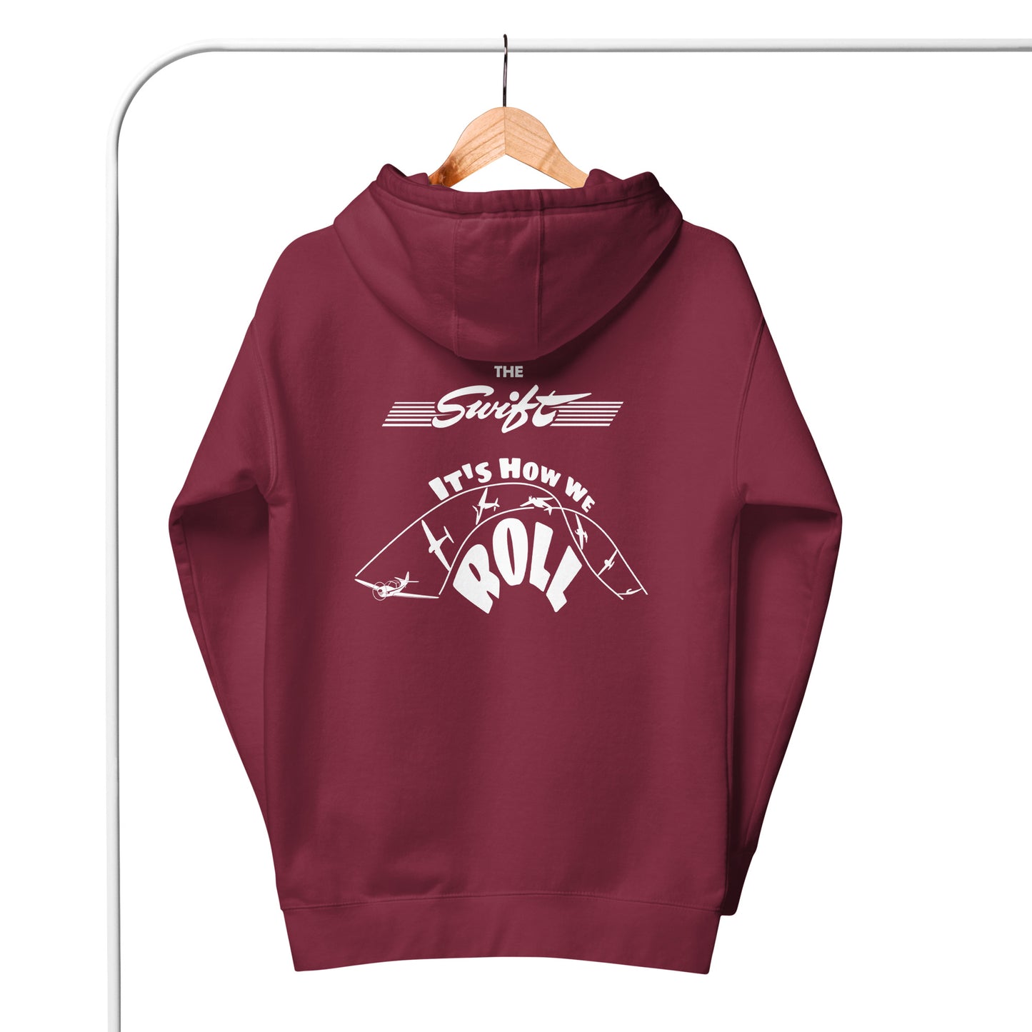 The SWIFT "It's How We Roll"  back graphic with front embroidery CUSTOM N Number Unisex Hoodie