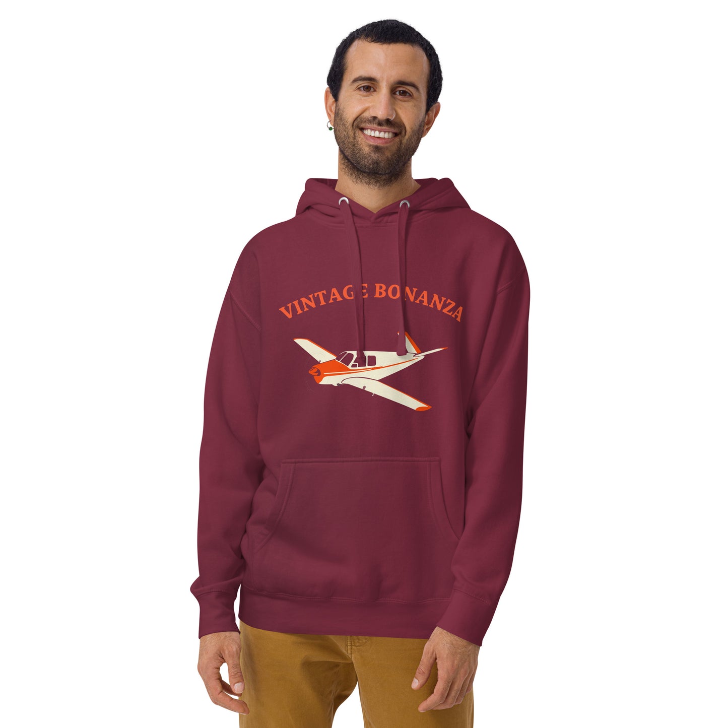 V-TAIL BONANZA Vintage red aircraft - cozy Unisex Hoodie