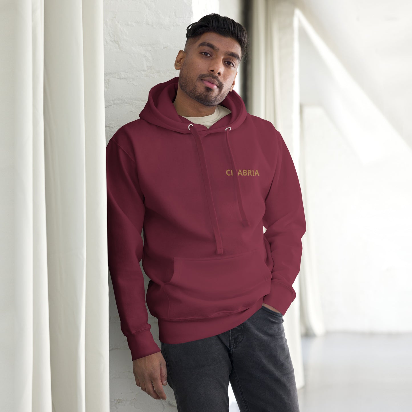 CITABRIA maroon - tan Back Print with front embroidery CUSTOM N Number Unisex Hoodie