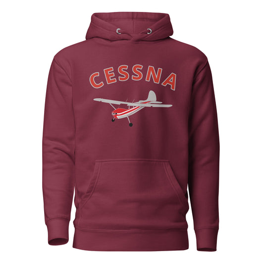 CESSNA 170 polished grey - red airplane cozy unisex Hoodie