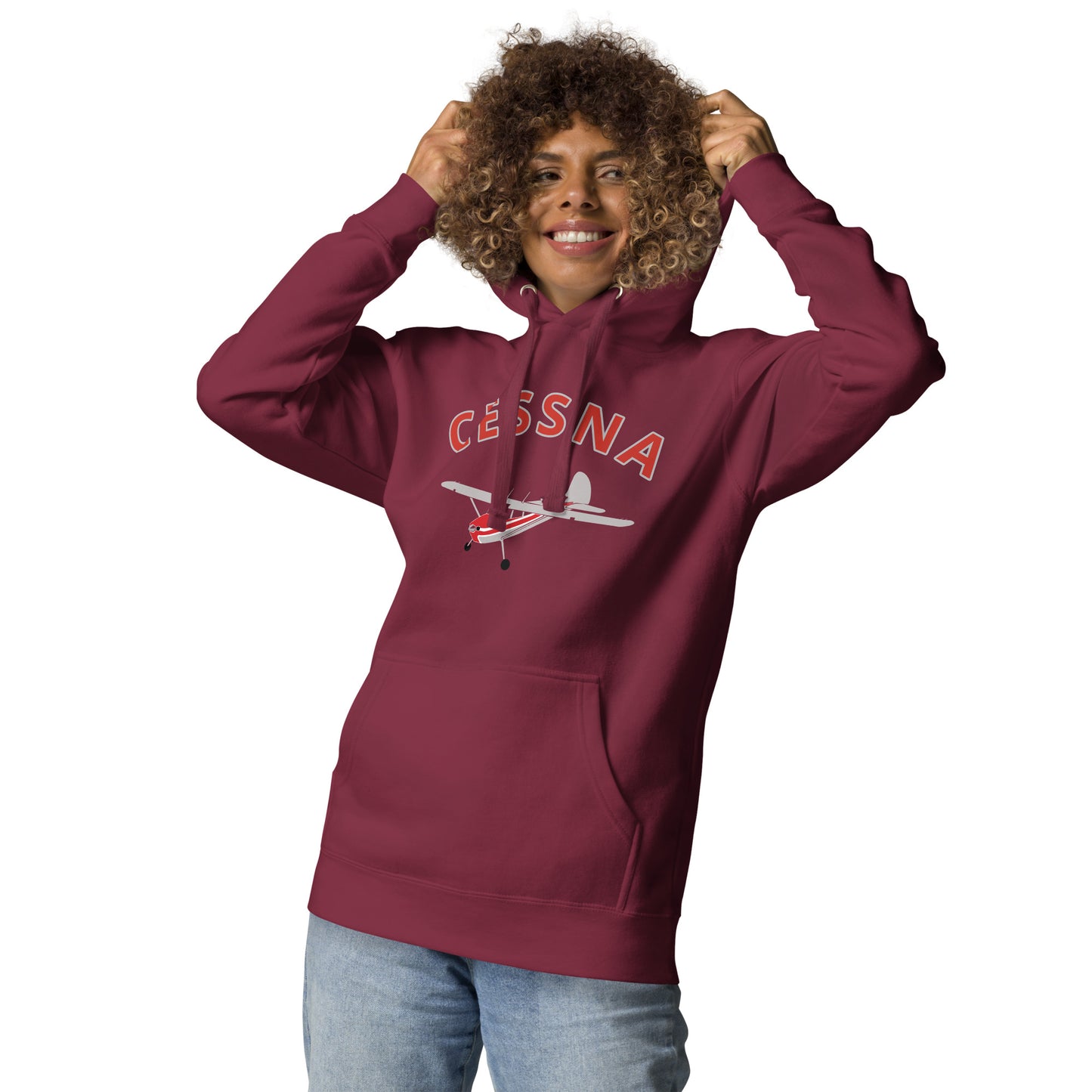 CESSNA 170 polished grey - red airplane cozy unisex Hoodie