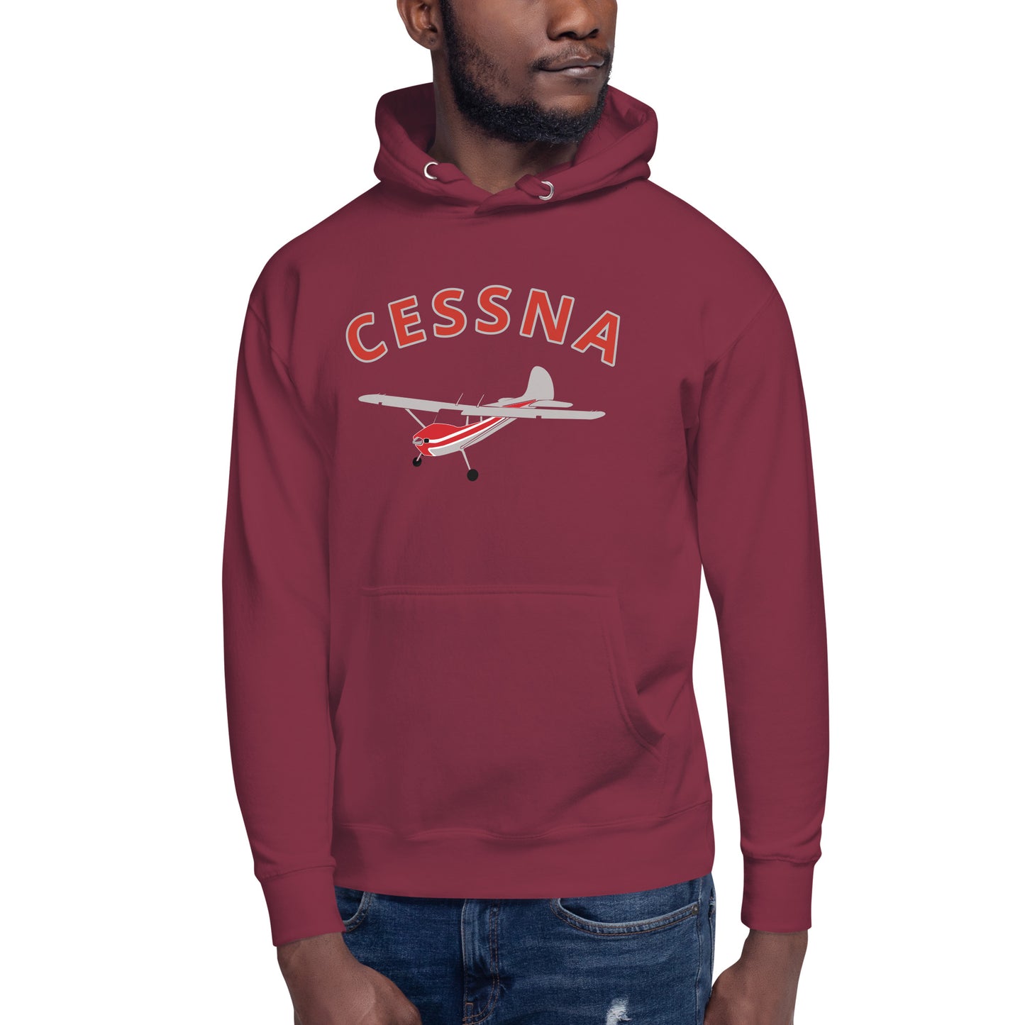 CESSNA 170 polished grey - red airplane cozy unisex Hoodie