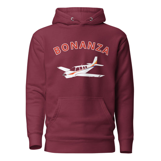 BONANZA A36 White with Stripe aircraft Printed Cozy Unisex Aviation Hoodie