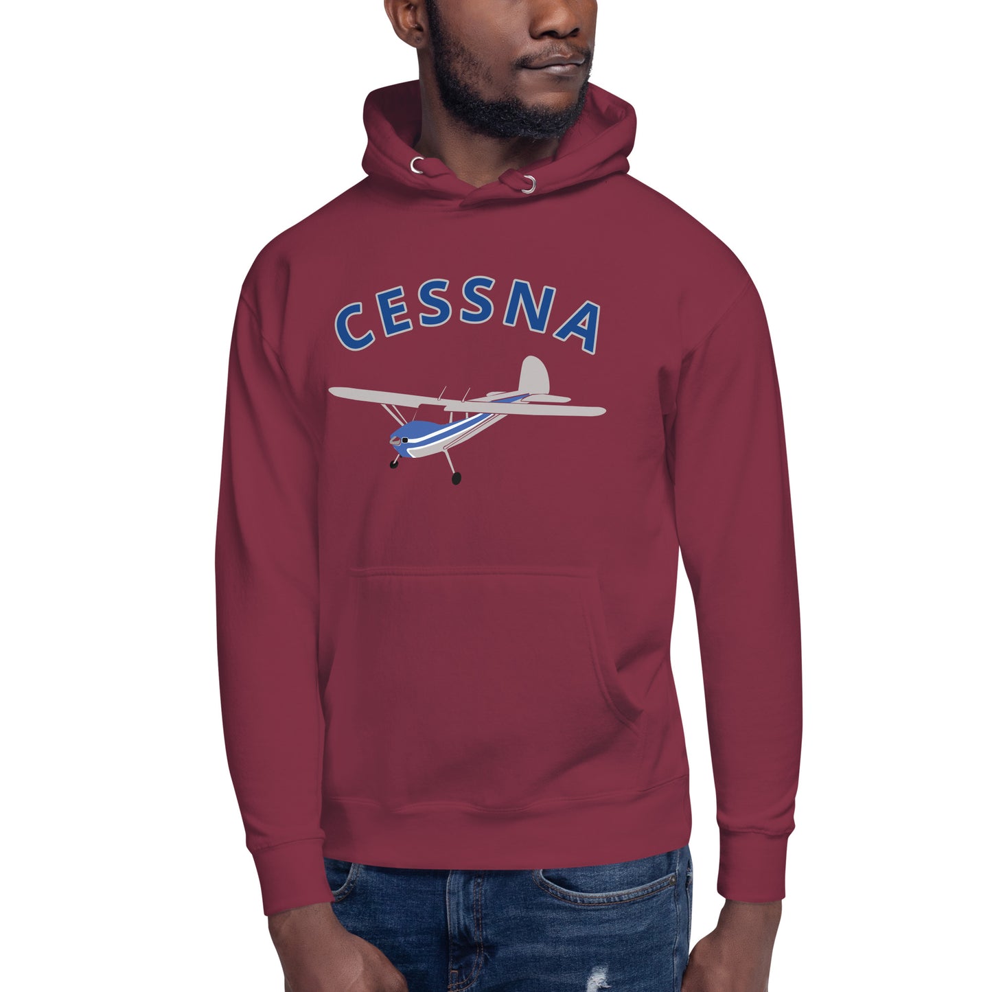 CESSNA 140 Polished-blue trim aircraft Cozy aviation Unisex Hoodie