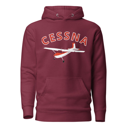 CESSNA 180 Skywagon White-Red aircraft graphic - cozy Unisex Hoodie. Classic fit for men and women