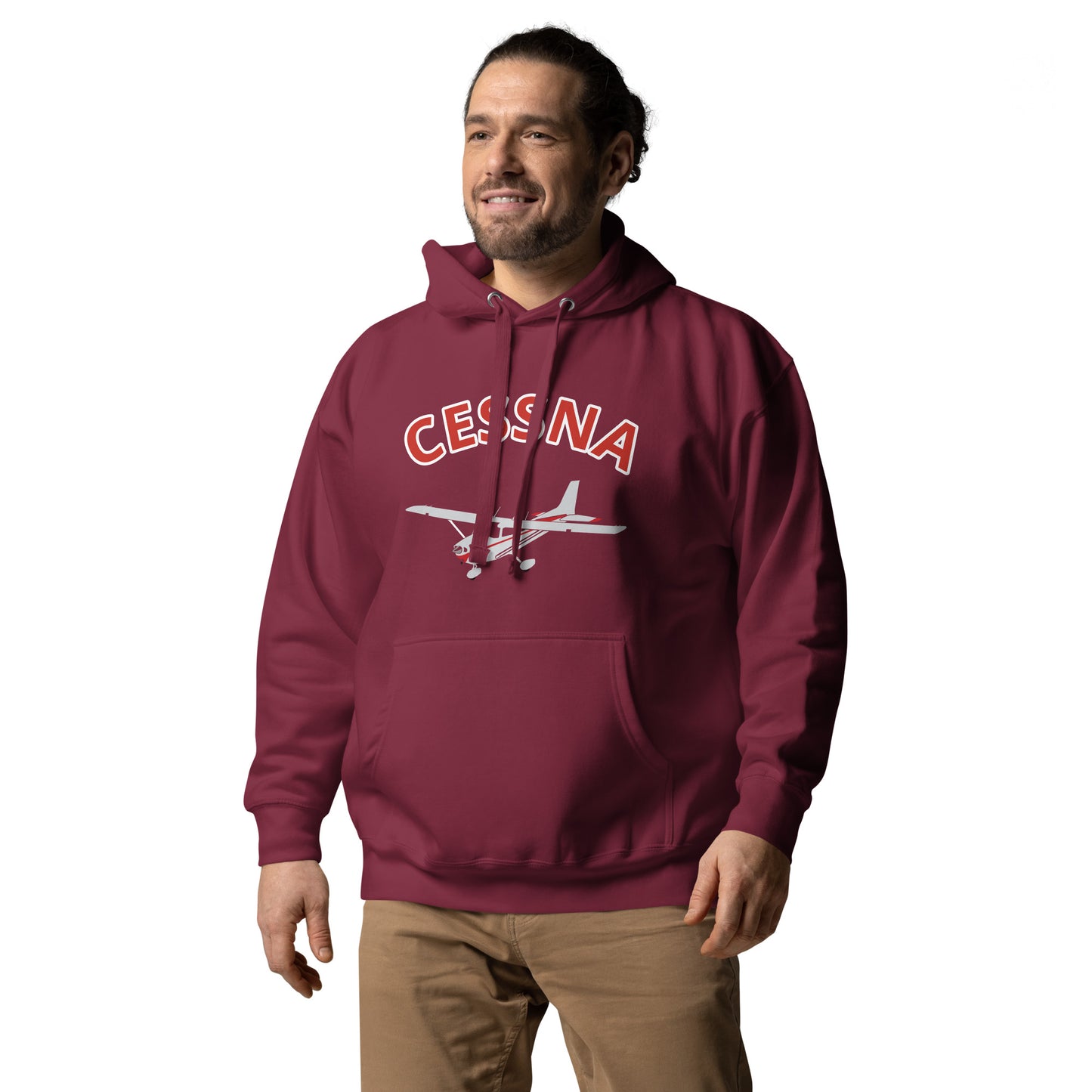 CESSNA 172 polished grey - red printed cozy fleece aviation Unisex Hoodie