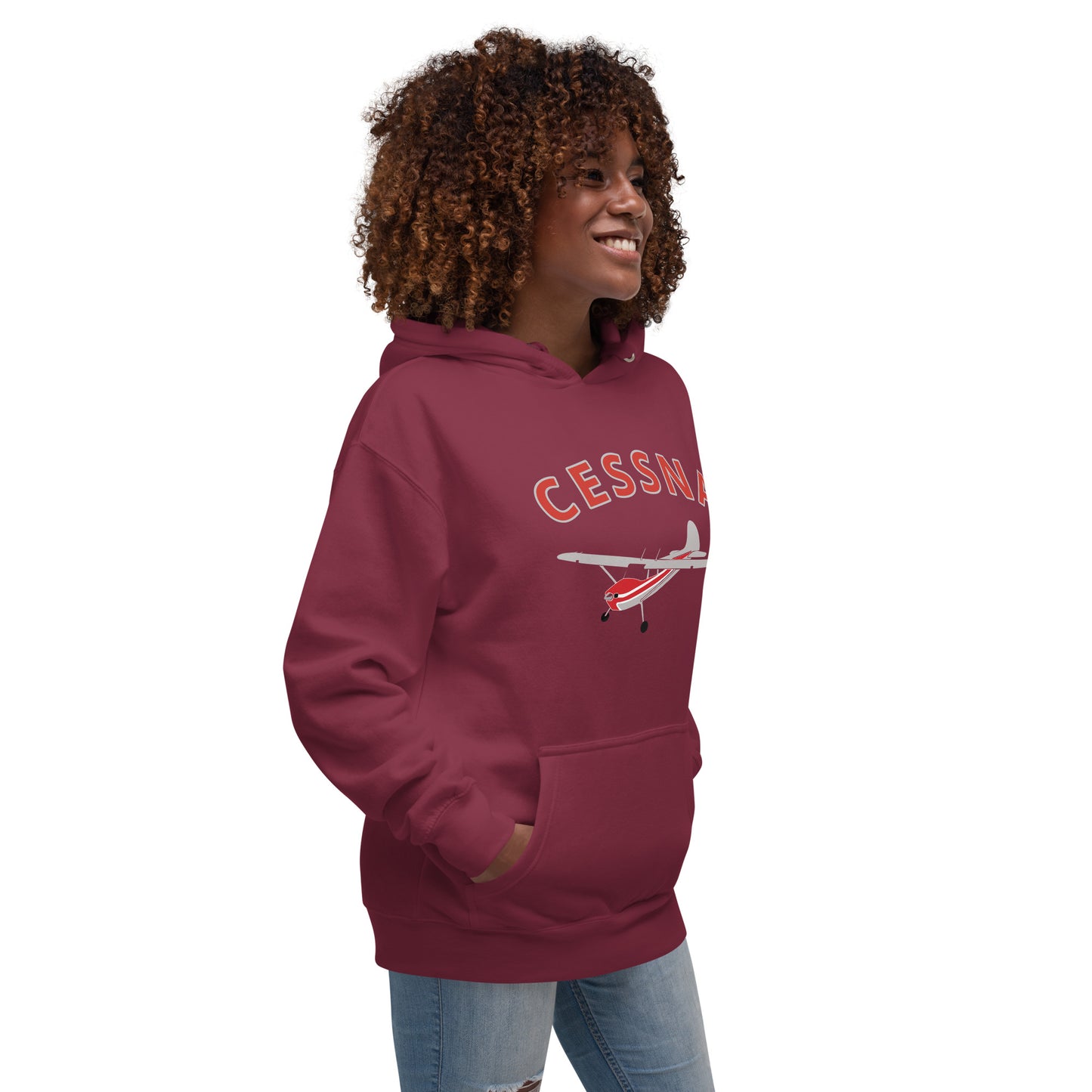 CESSNA 170 polished grey - red airplane cozy unisex Hoodie