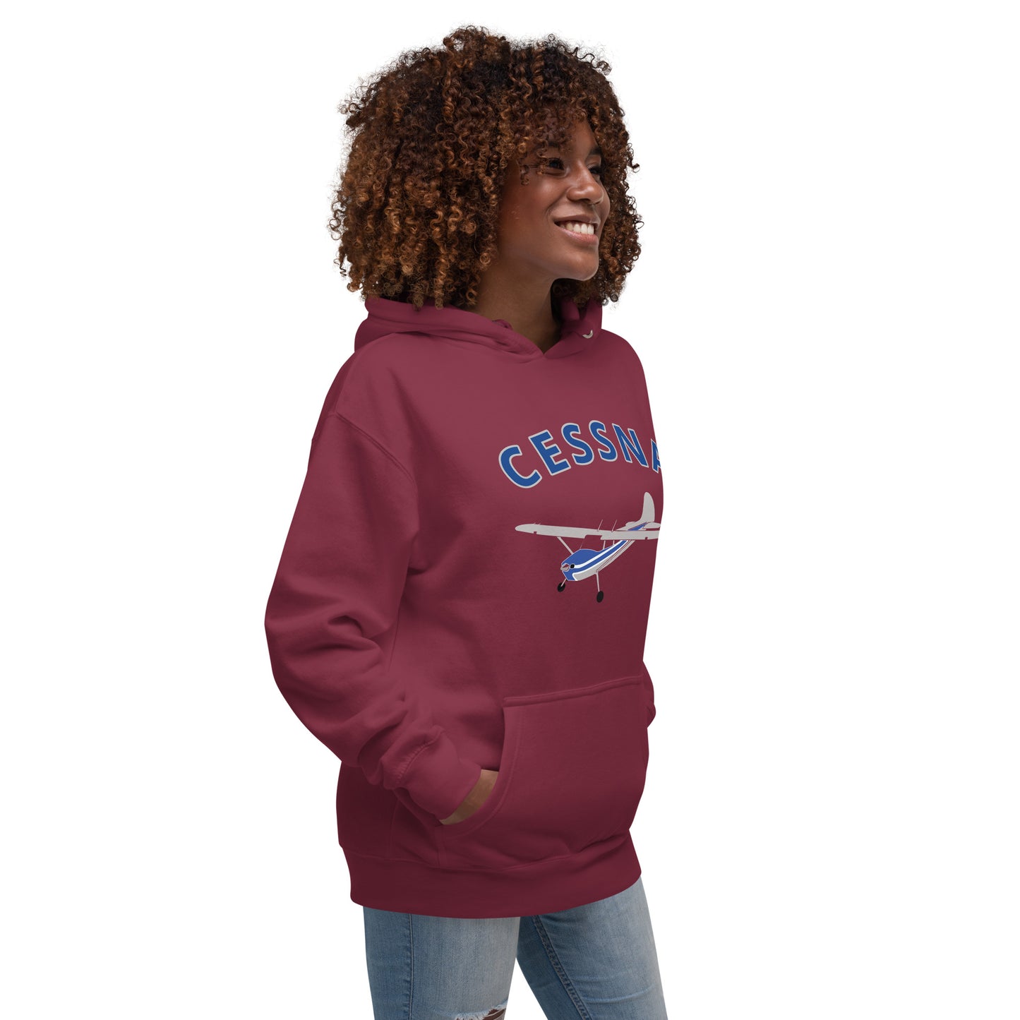 CESSNA 170 polished grey - blue airplane cozy unisex Hoodie