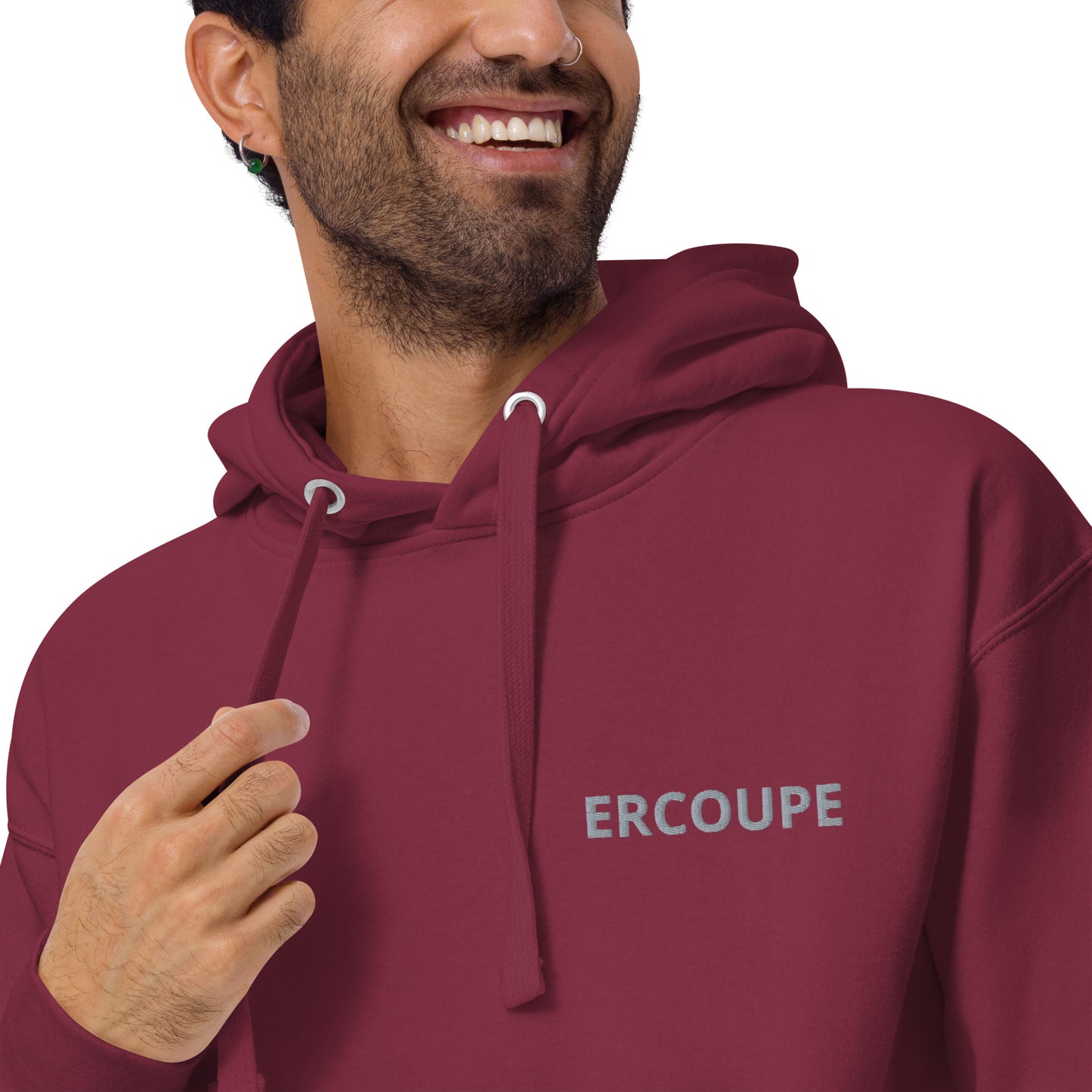 ERCOUPE polished grey - red Back Print with front embroidery CUSTOM N Number Unisex Hoodie