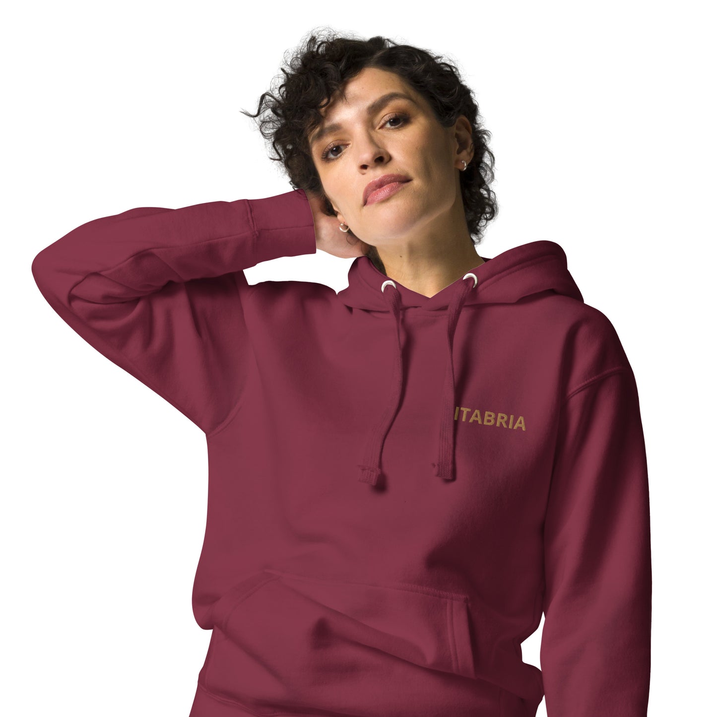 CITABRIA maroon - tan Back Print with front embroidery CUSTOM N Number Unisex Hoodie