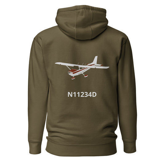 CESSNA 172 retro maroon Back Print with front embroidery CUSTOM N Number Unisex Hoodie - Minimum 2