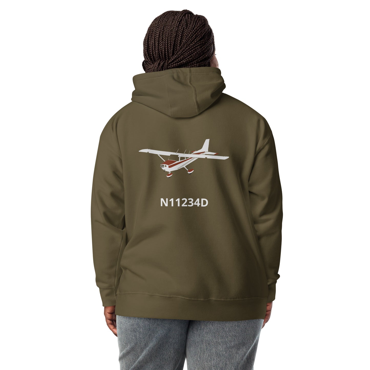 CESSNA 172 retro maroon Back Print with front embroidery CUSTOM N Number Unisex Hoodie