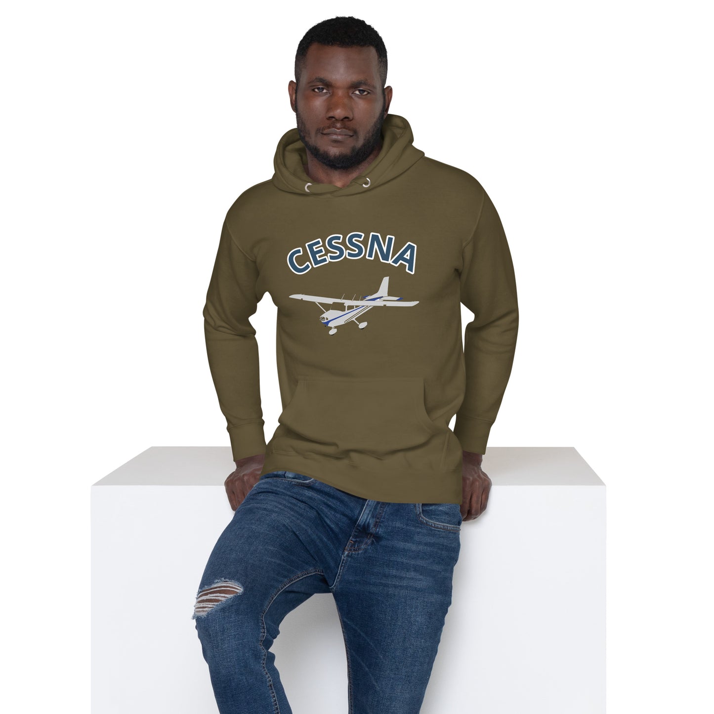 CESSNA 172 polished grey - blue  printed cozy fleece aviation Unisex Hoodie.