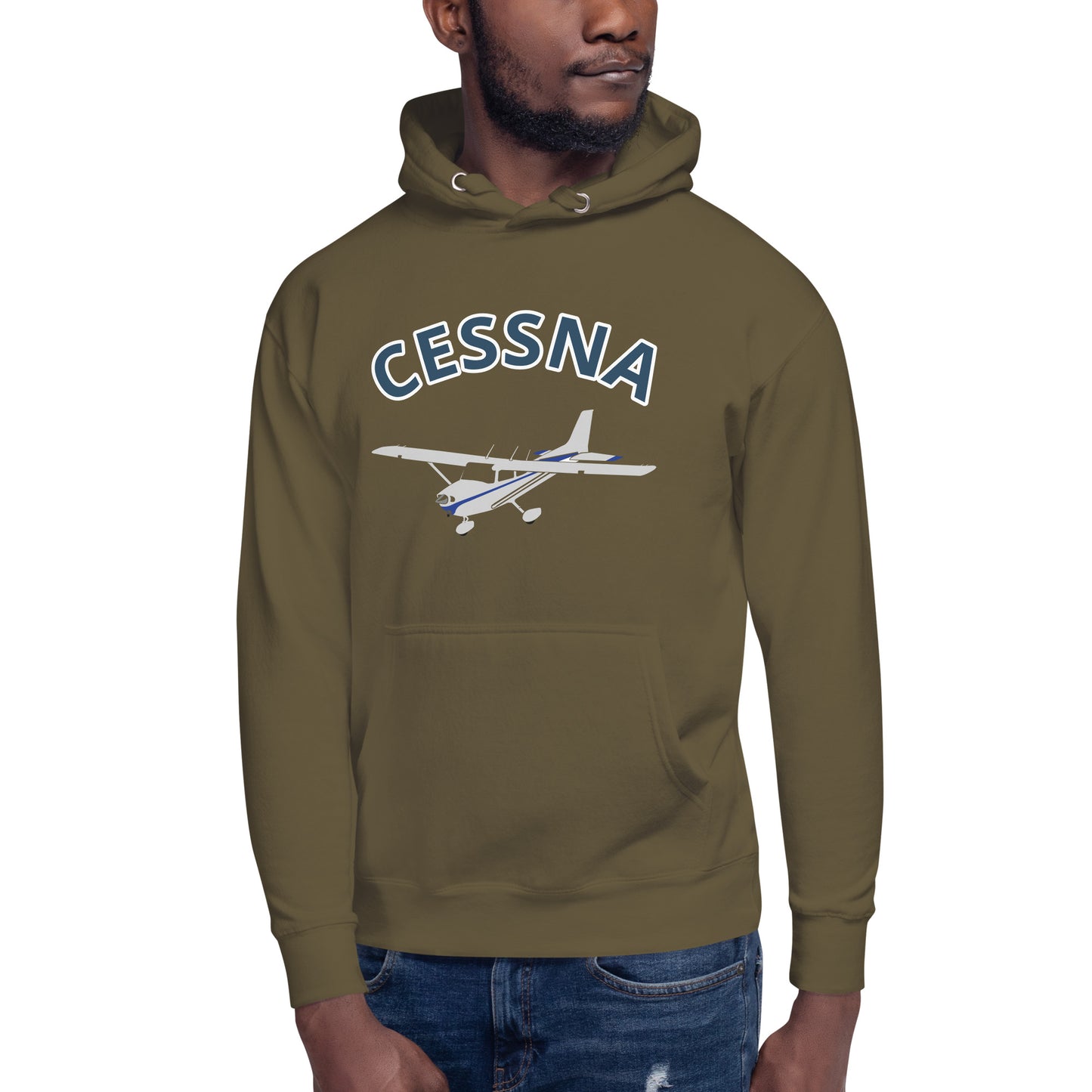 CESSNA 172 polished grey - blue  printed cozy fleece aviation Unisex Hoodie.