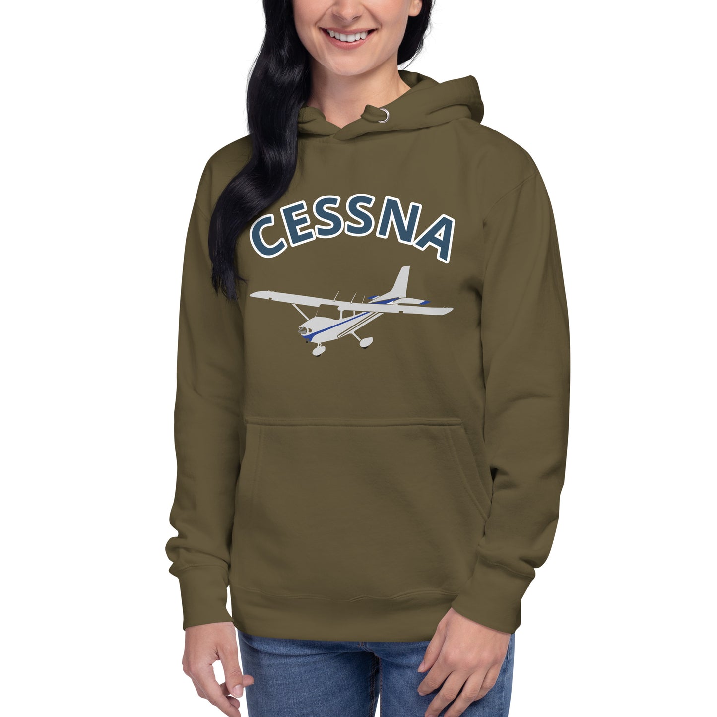 CESSNA 172 polished grey - blue  printed cozy fleece aviation Unisex Hoodie.