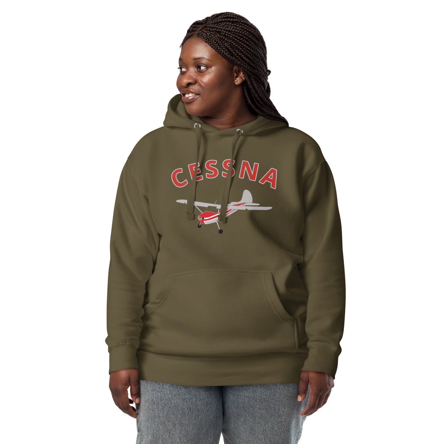 CESSNA 170 polished grey - red airplane cozy unisex Hoodie