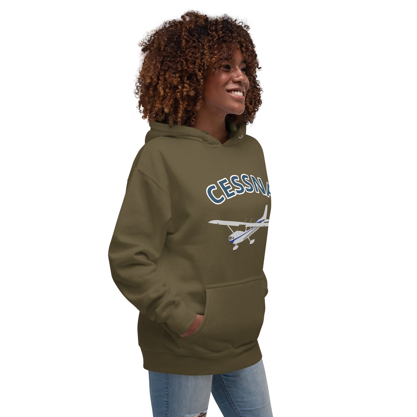 CESSNA 172 polished grey - blue  printed cozy fleece aviation Unisex Hoodie.