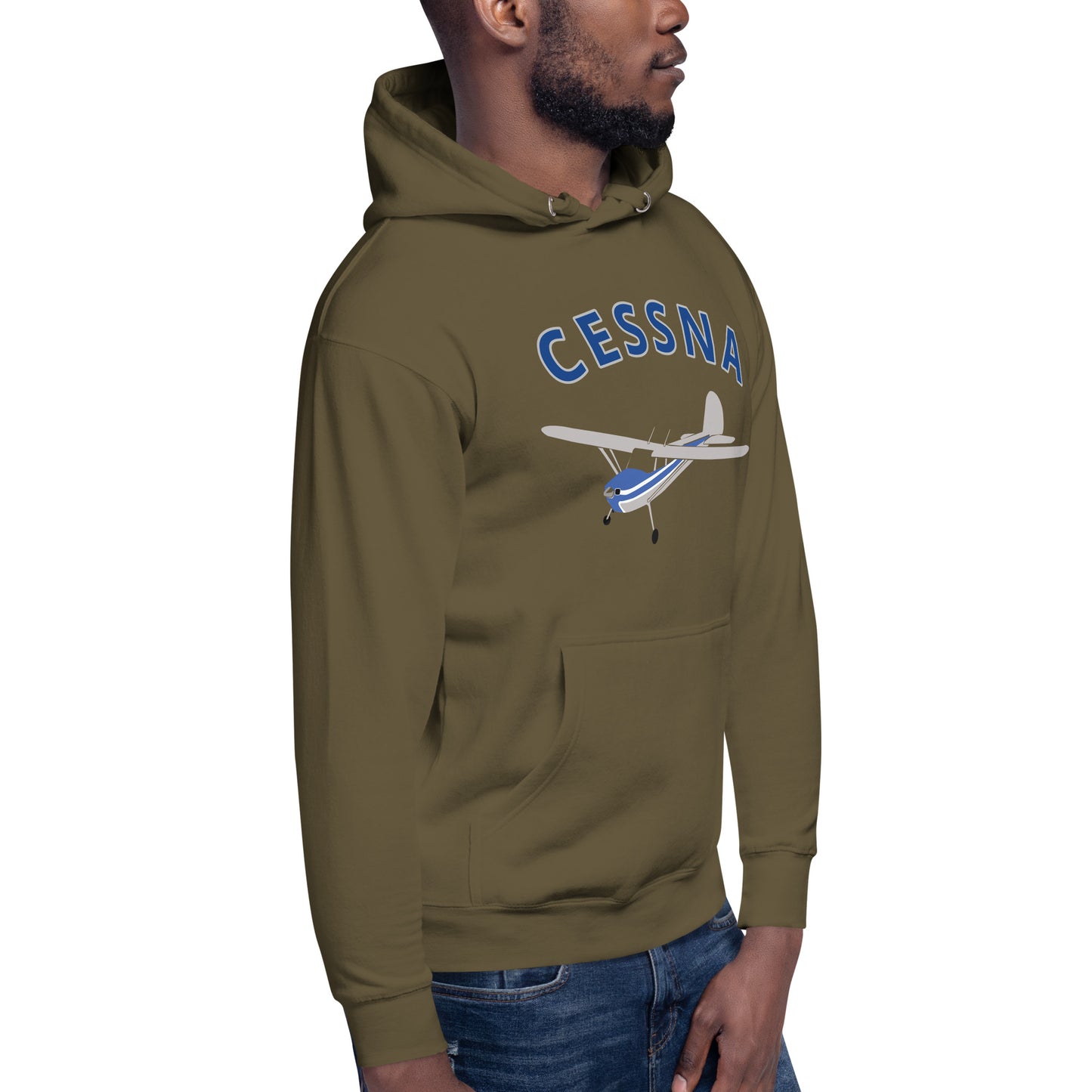 CESSNA 140 Polished-blue trim aircraft Cozy aviation Unisex Hoodie